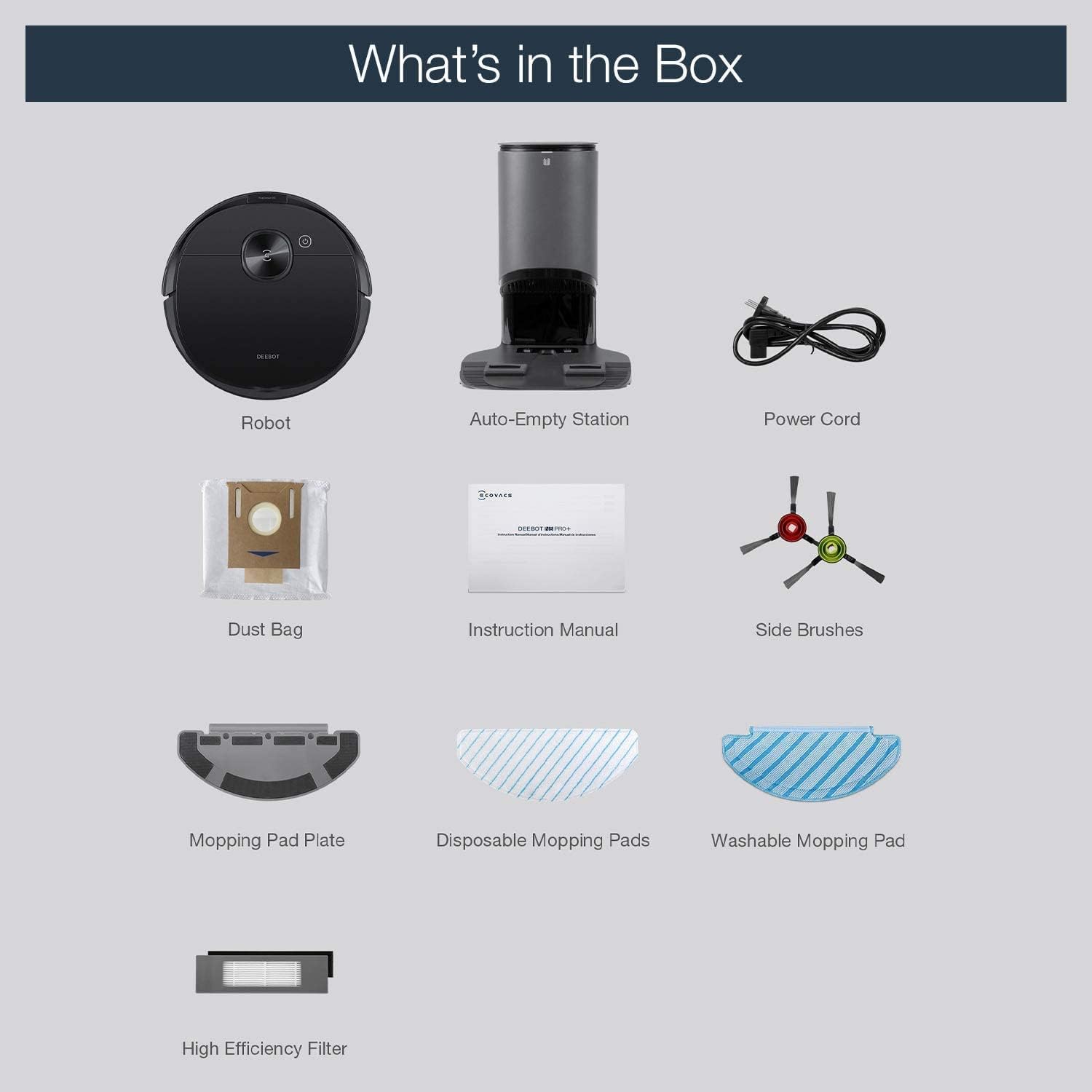 ECOVACS Deebot N8 Pro+ Robot Vacuum and Mop Cleaner, with Self Empty Station, 2600Pa Suction, Laser Based LiDAR Navigation, Carpet Detection, Multi Floor Mapping, Personalized Cleaning - Image 7