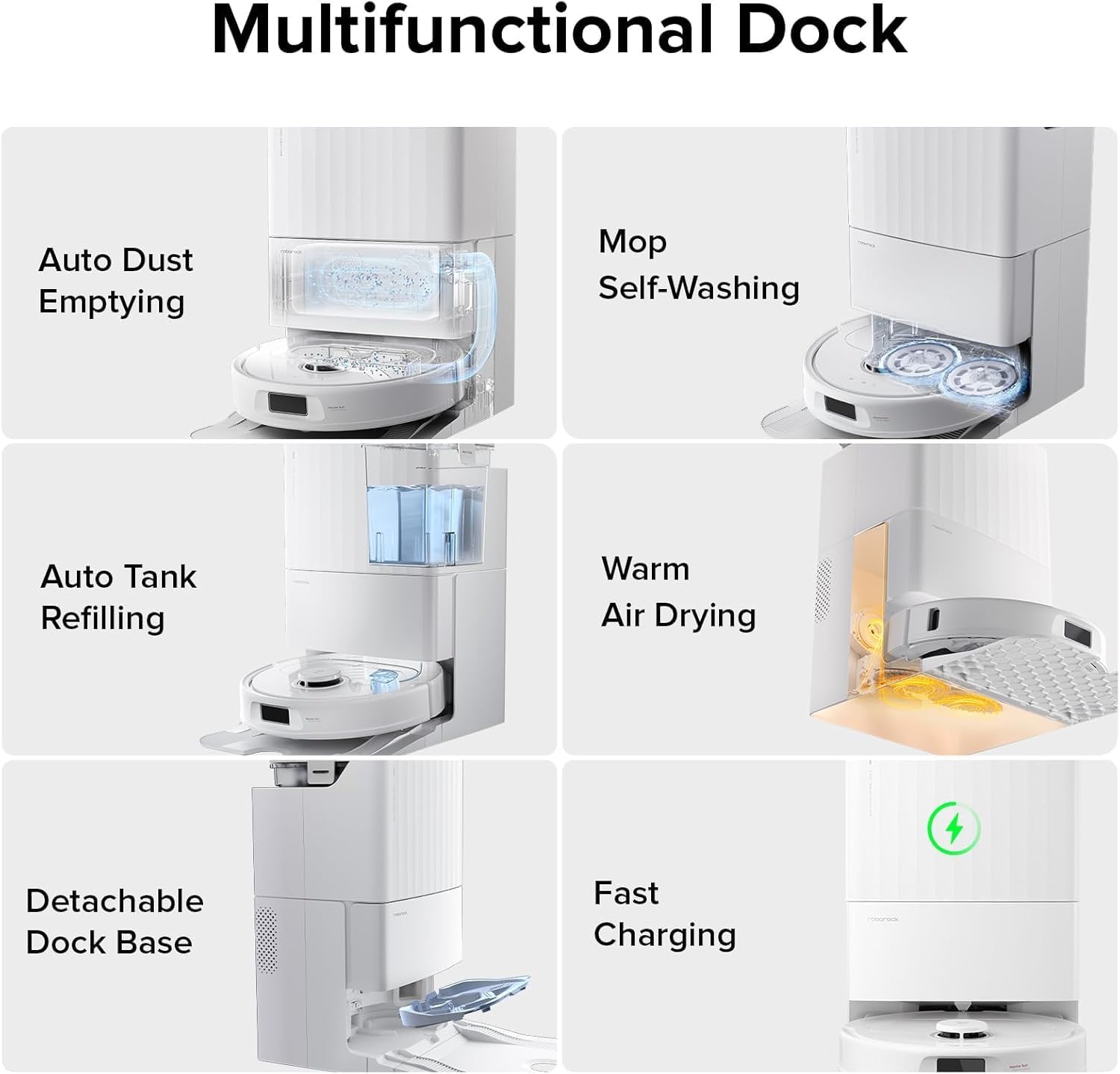 roborock Qrevo Plus Robot Vacuum and Mop with FlexiArm Design Edge Mopping, Self-Emptying, Auto Mop Washing & Drying, 7,000 Pa Suction, White (Renewed) - Image 3