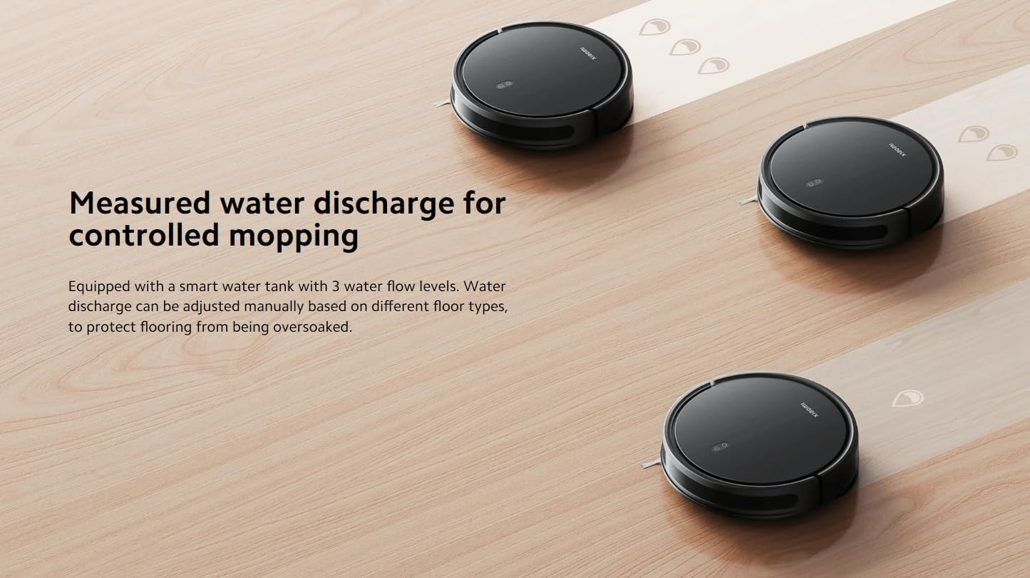 Xiaomi Robot Vacuum E10C, 3500Pa Powerful Suction Fan Blower, Combination of Multiple sensors, App Control, Smart Water Tank, Black - Image 4