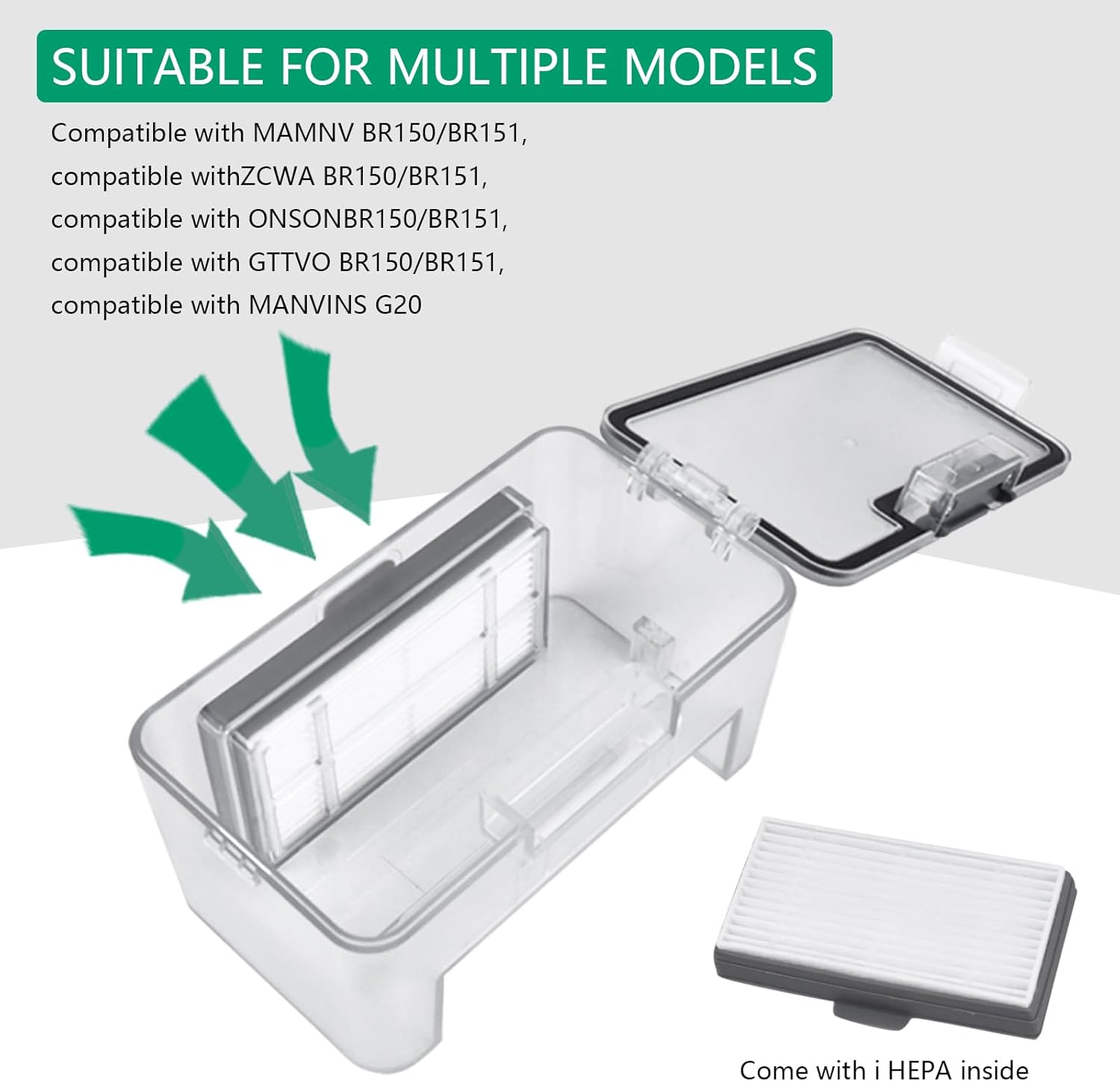 Robot Vacuum dustbin, Sweeping Robot Box Water Tank,Robot Vacuum Replacement Parts Fit for MAMNV BR150/BR151, for ZCWA BR150/BR151,for MANVINS G20,for ONSON BR150/BR151,for GTTVO BR150/BR151, Gray - Image 4