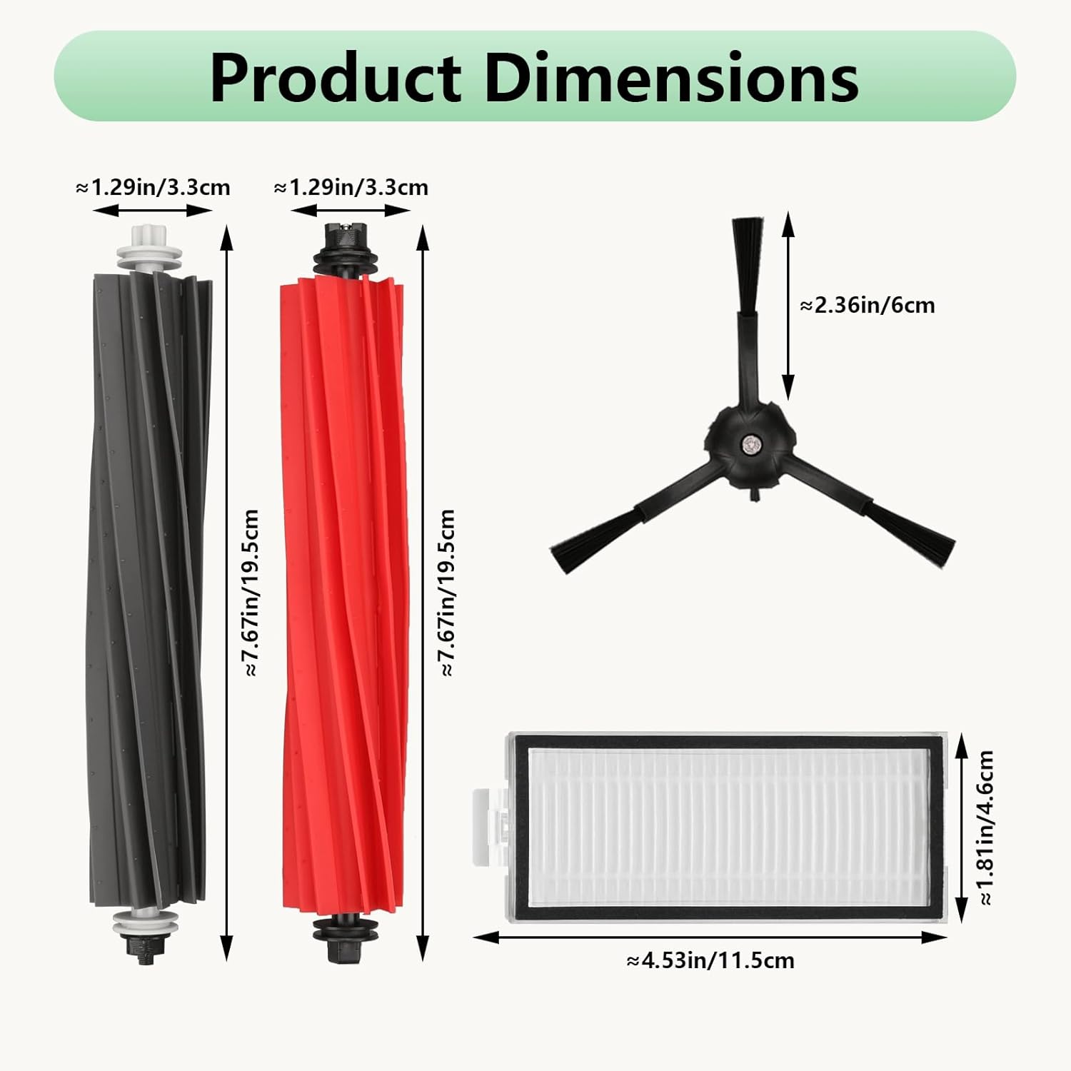 Replacement Parts Fit For Roborock Q5 Pro Q5 Pro+(Plus) Q5 Max+(Plus) Q5 DuoRoller+(Plus) Q8 Max Q8 Max+(Plus) Robot Vacuum Cleaner Accessories Kits. Dual Main Roller Brush, Washable Filter,Side Brush - Image 3