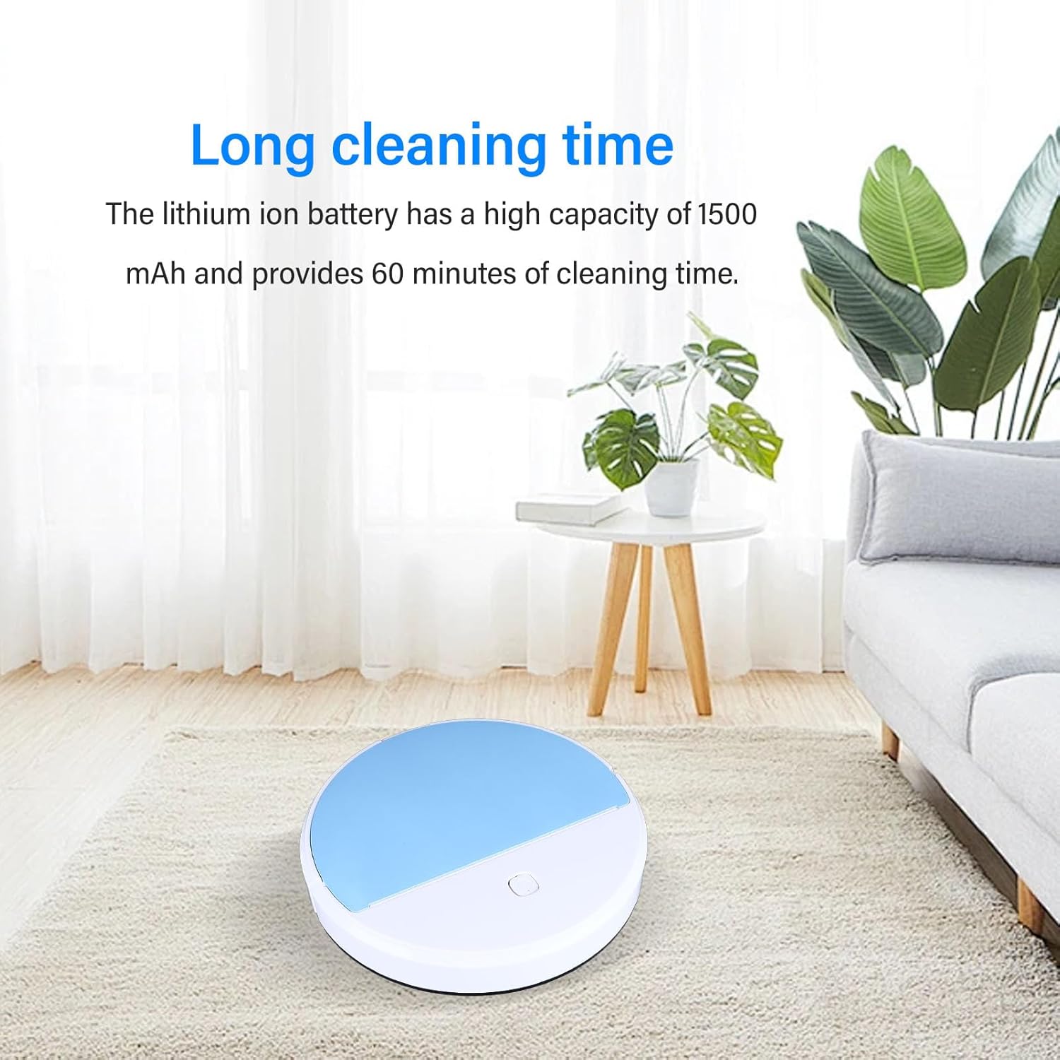 Robot Vacuum Cleaner with LED Light, Powerful Suction Automatic Sweeping Robot for Hardwood Floor and Carpet, 60 Mins Runtime, Low Profile 6cm - Image 4