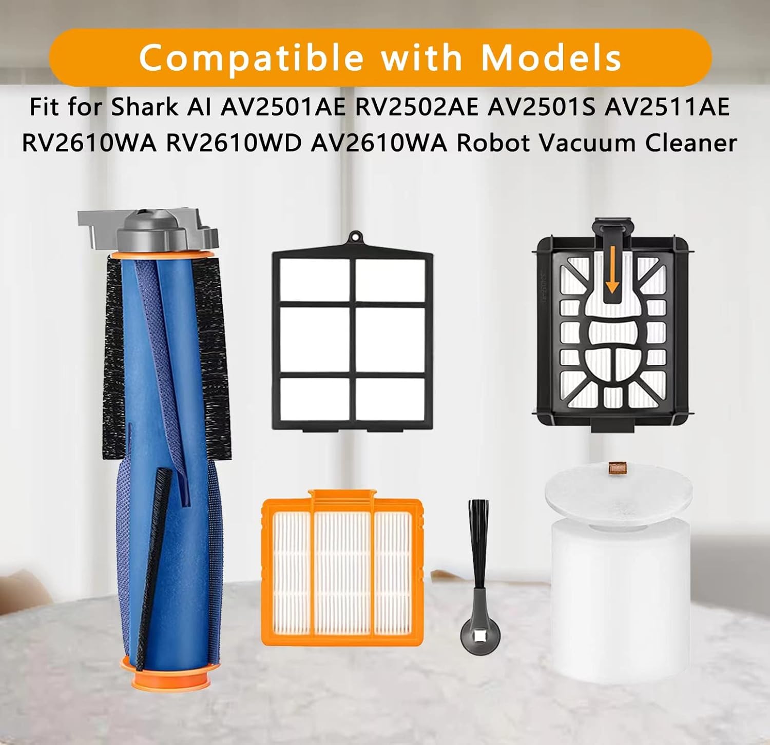 Replacement for Shark AV2501AE RV2502AE AV2501S AV2511AE RV2610WA RV2610WD AV2610WA RV2820AE AI Robot Vacuum,Accessories Kit Includes Master Brush, Master Filter, Strainer, Foam Filter, Side Brush - Image 4