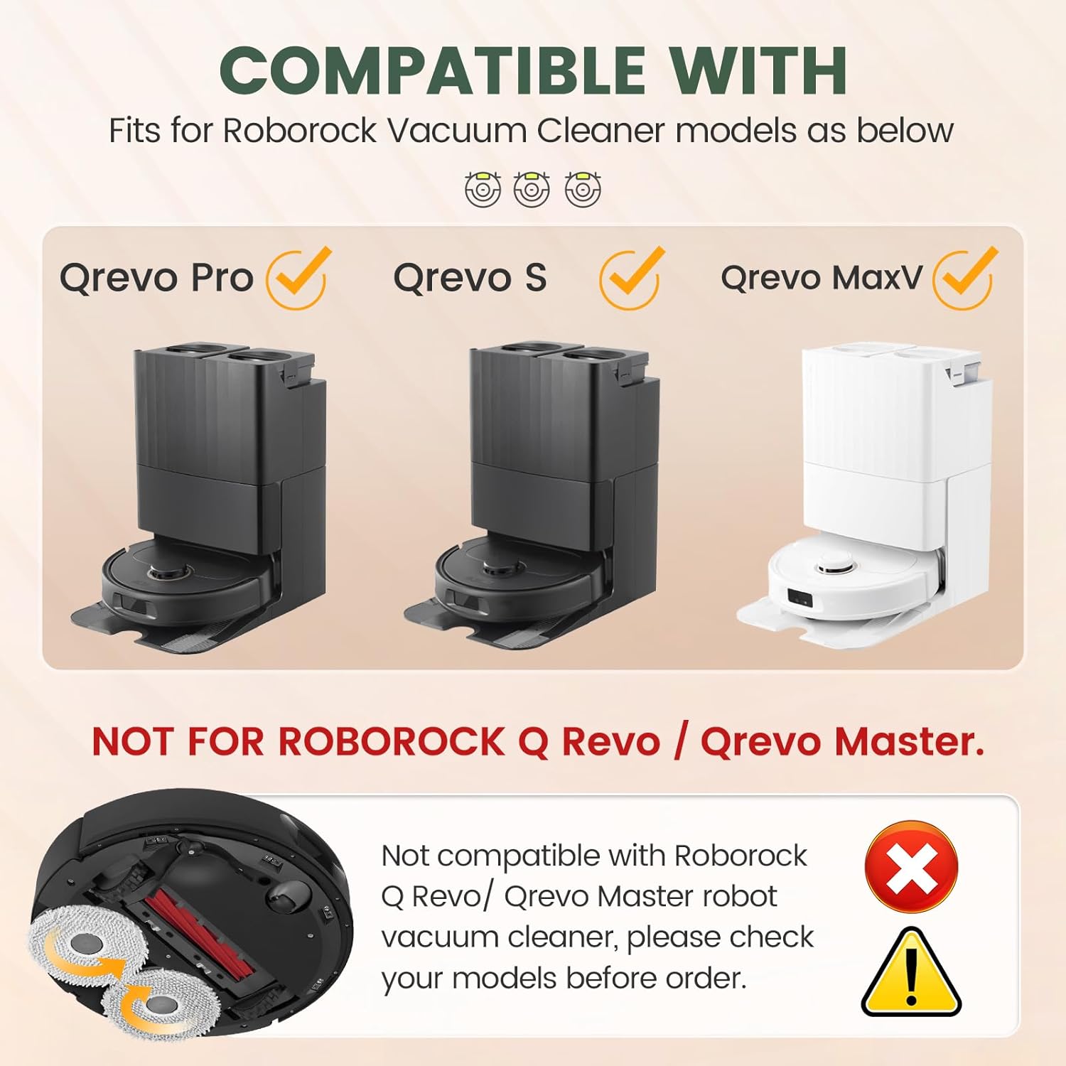 19 Pack Replacement Parts for Qrevo S/Qrevo Pro/Qrevo MaxV Robot Vacuum Cleaner Accessories Replacement Kits (2 Rolling Brush + 4 HEPA Filters + 4 Dust Bags + 4 Mop Pads + 4 Side Brushes) - Image 2