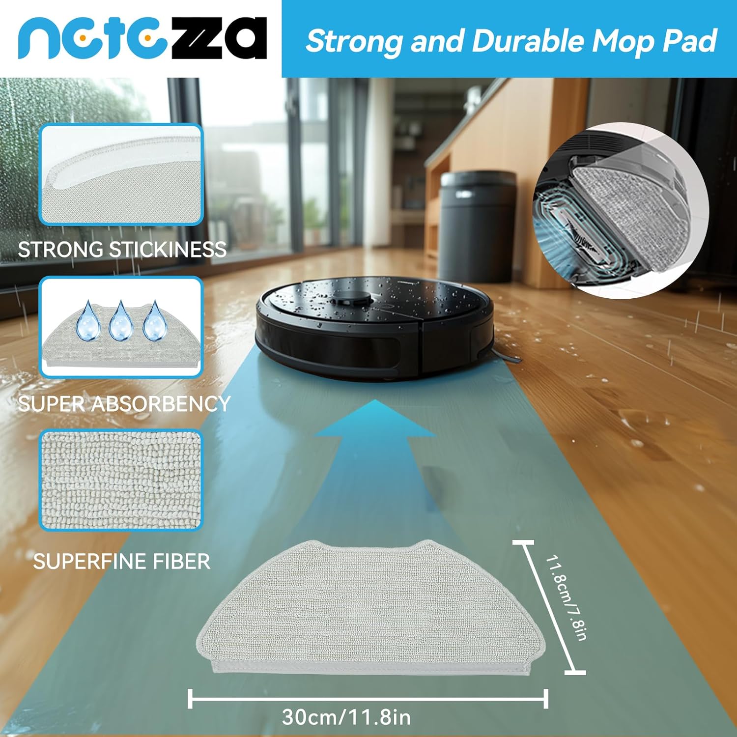 T20 Accessories Replacement Compatible with Airrobo T20+ Robot Vacuum Cleaner, 1 Main Brush, 2 HEPA Filters, 4 Dust Bags, 4 Mop Pads, 4 Side Brushes, T20+ Replacement Parts - Image 6