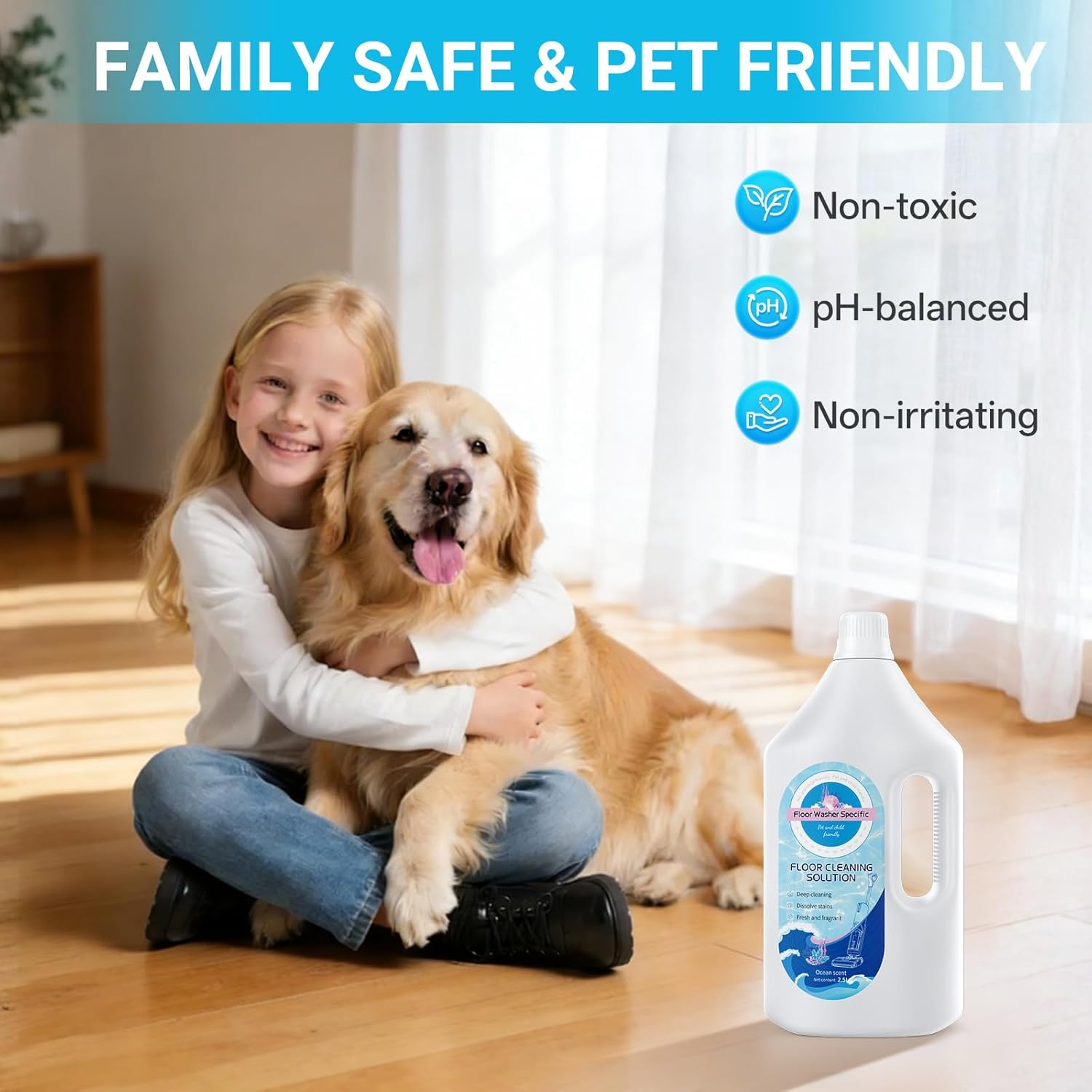 Floor Cleaner Compatible with Tineco Cleaning Solution, Suitable with All Robotic Vacuum Mop and Cordless Wet/Dry Vacuum Mop Cleaner, Multi-Surface Deodorizing & Cleaning Solution (2.5 L, Ocean) - Image 3