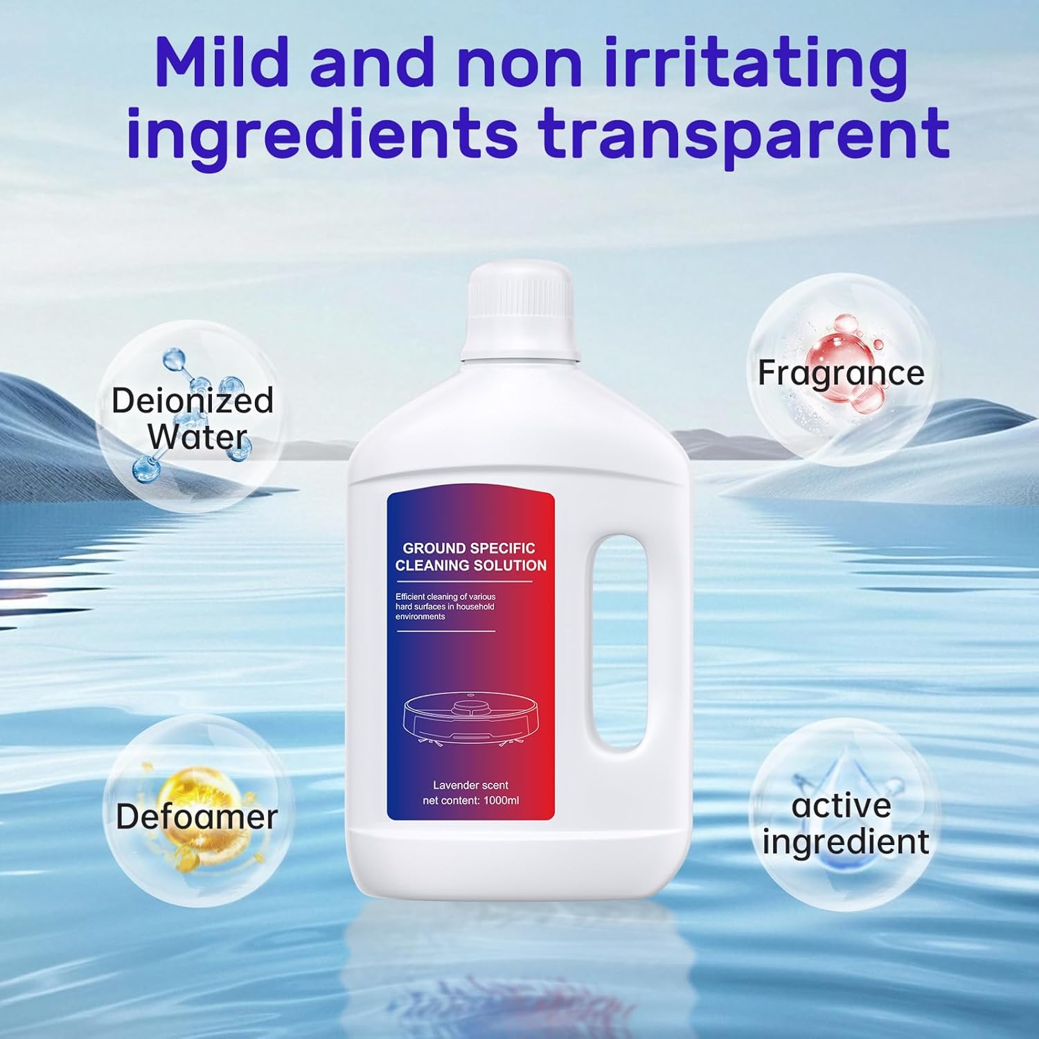 Lavender Floor Cleaning Solution 1L Compatible with Dreame Wet & Dry Vacuum and Robot,Residue & Streak Free, Suitable for All Robot Vacuum Cleaners and Wireless Wet Dry Dual-Use Vacuum Cleaners - Image 3