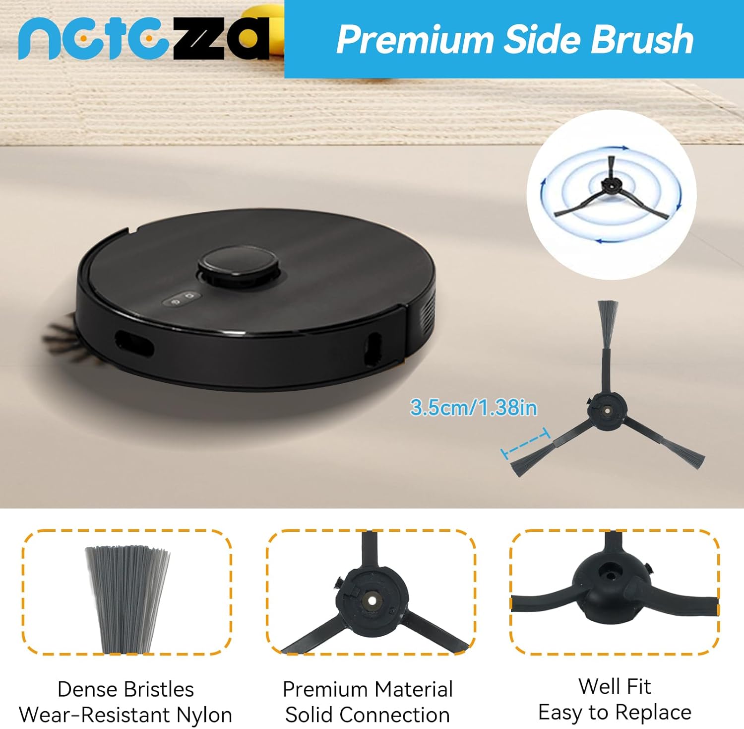 T20 Accessories Replacement Compatible with Airrobo T20+ Robot Vacuum Cleaner, 1 Main Brush, 2 HEPA Filters, 4 Dust Bags, 4 Mop Pads, 4 Side Brushes, T20+ Replacement Parts - Image 7