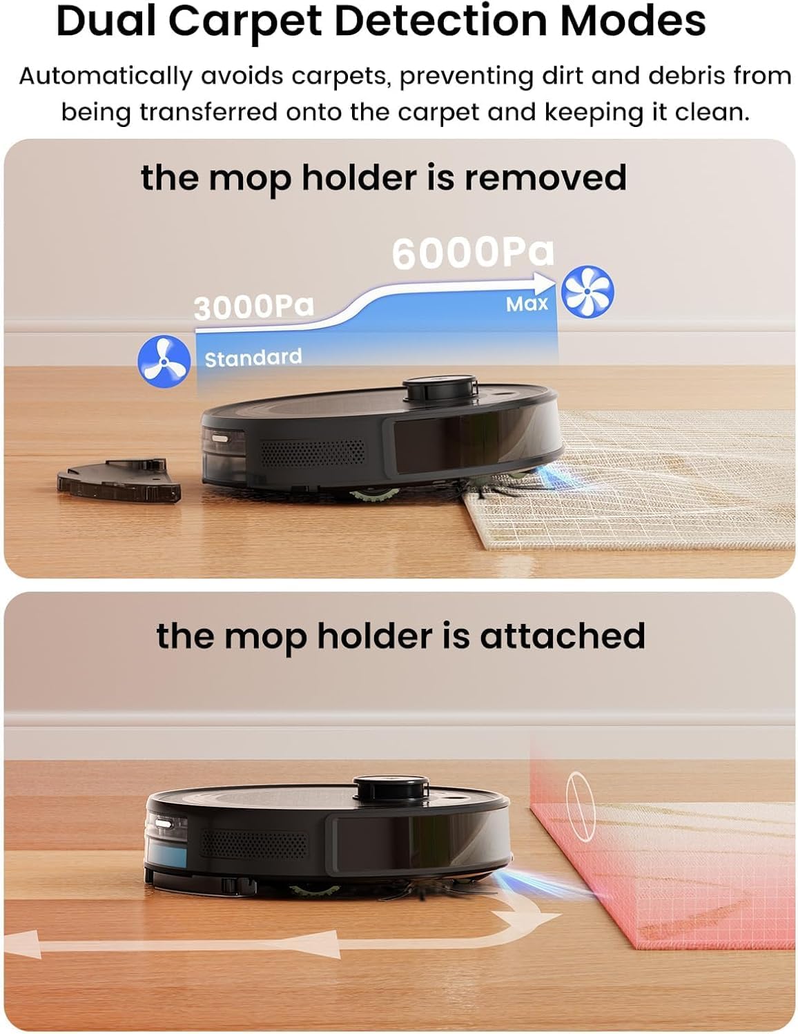Lefant LiDAR Robot Vacuum and Mop Combo,75-Days Self-Emptying,6000Pa Powerful Scution,Multi-Floor Mapping, No-Go Zones,140 Min Runtime,2.4G/5G WiFi/Alexa/APP/iWatch,M2 Plus Black - Image 7