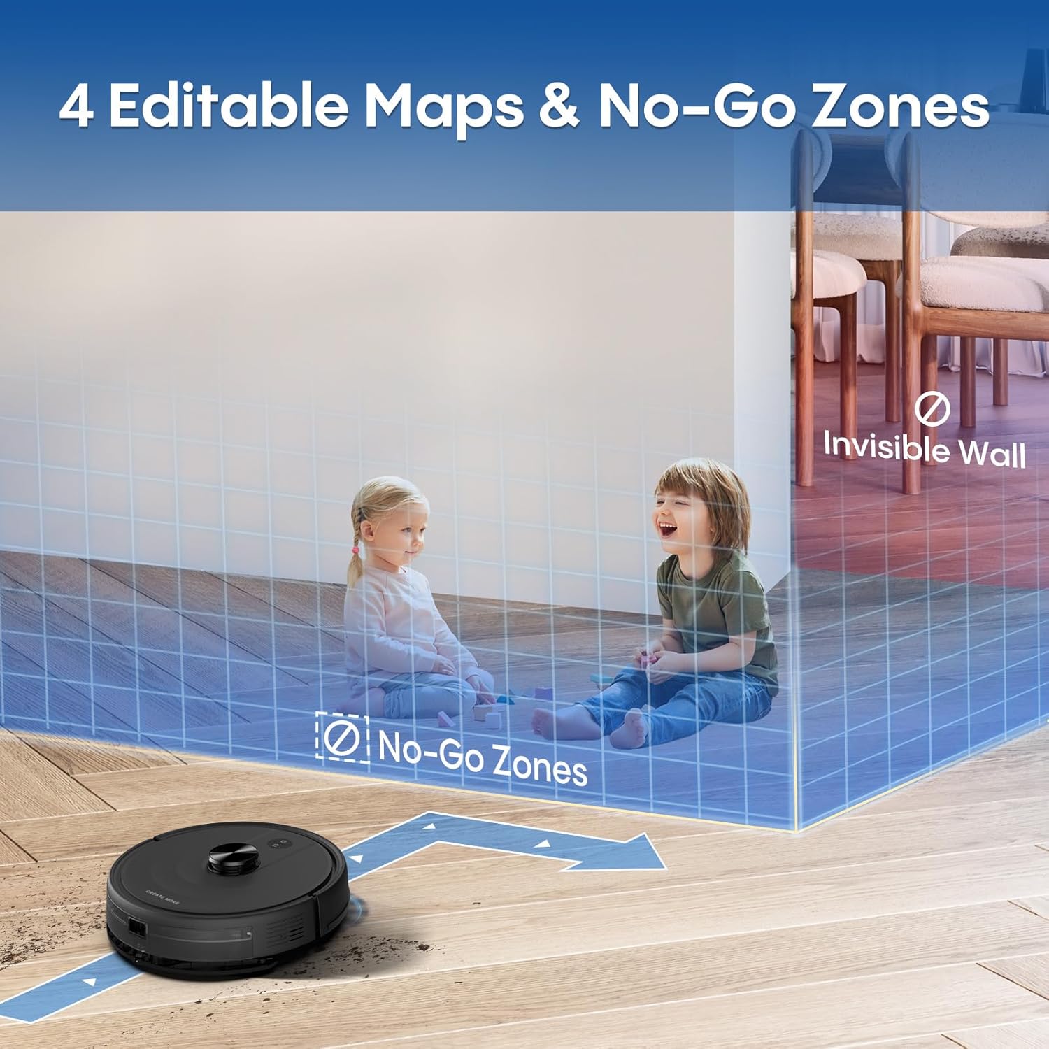 Robot Vacuum and Mop with Mapping, 5000Pa Robotic Vacuums with LiDAR Navigation, Wi-Fi/App/Alexa Control, Self-Recharging, No-Go Zones, Perfect for Pet, Hard Floors, Carpet - Image 5