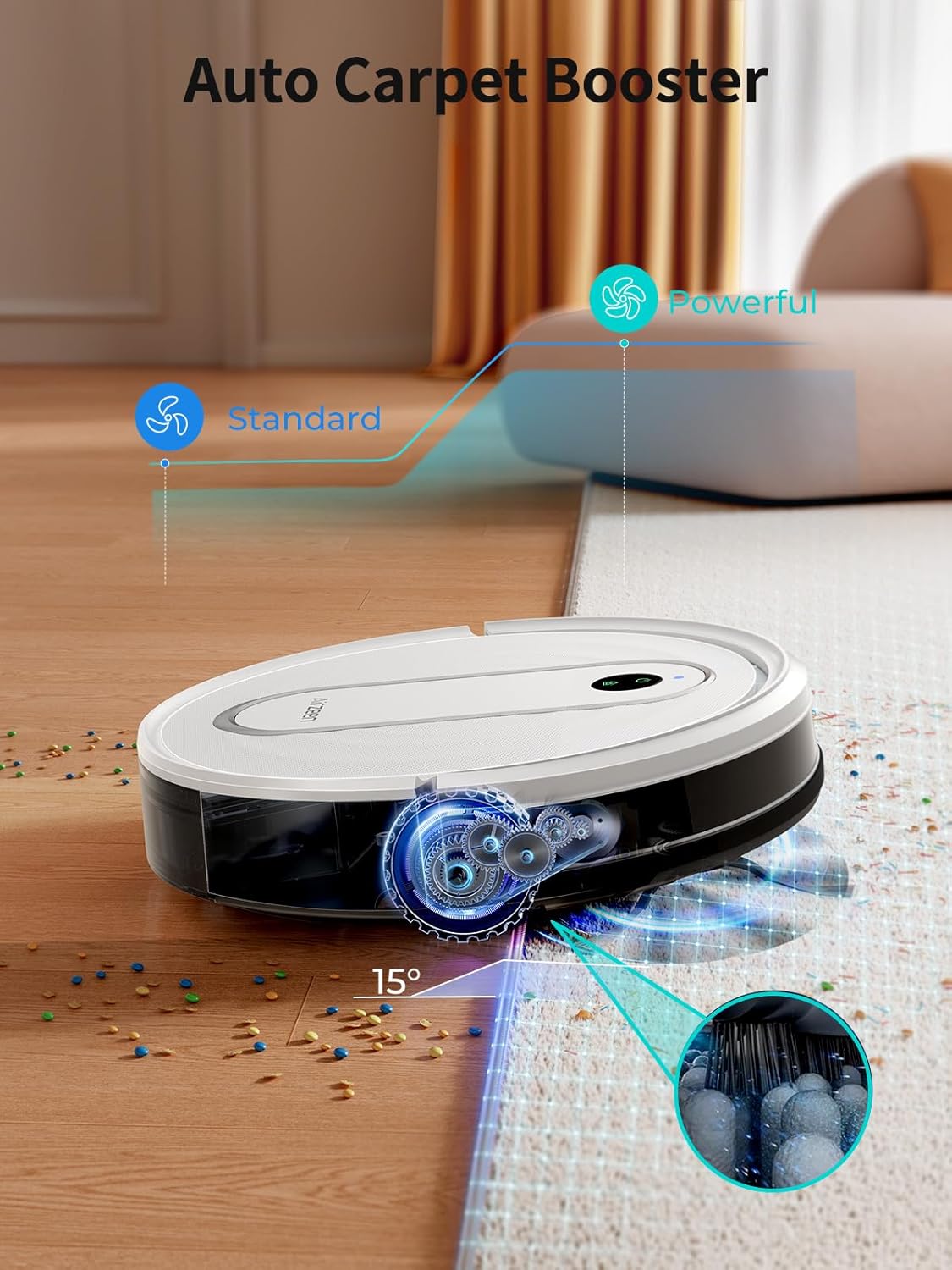 Airzeen Robot Vacuum and Mop - 4000Pa Powerful Suction, APP/Alexa Control, 3-in-1 Cleaning Solution with Auto Self-Charging, Perfect for Pet Hair, Carpets, and Hard Floors - Image 6