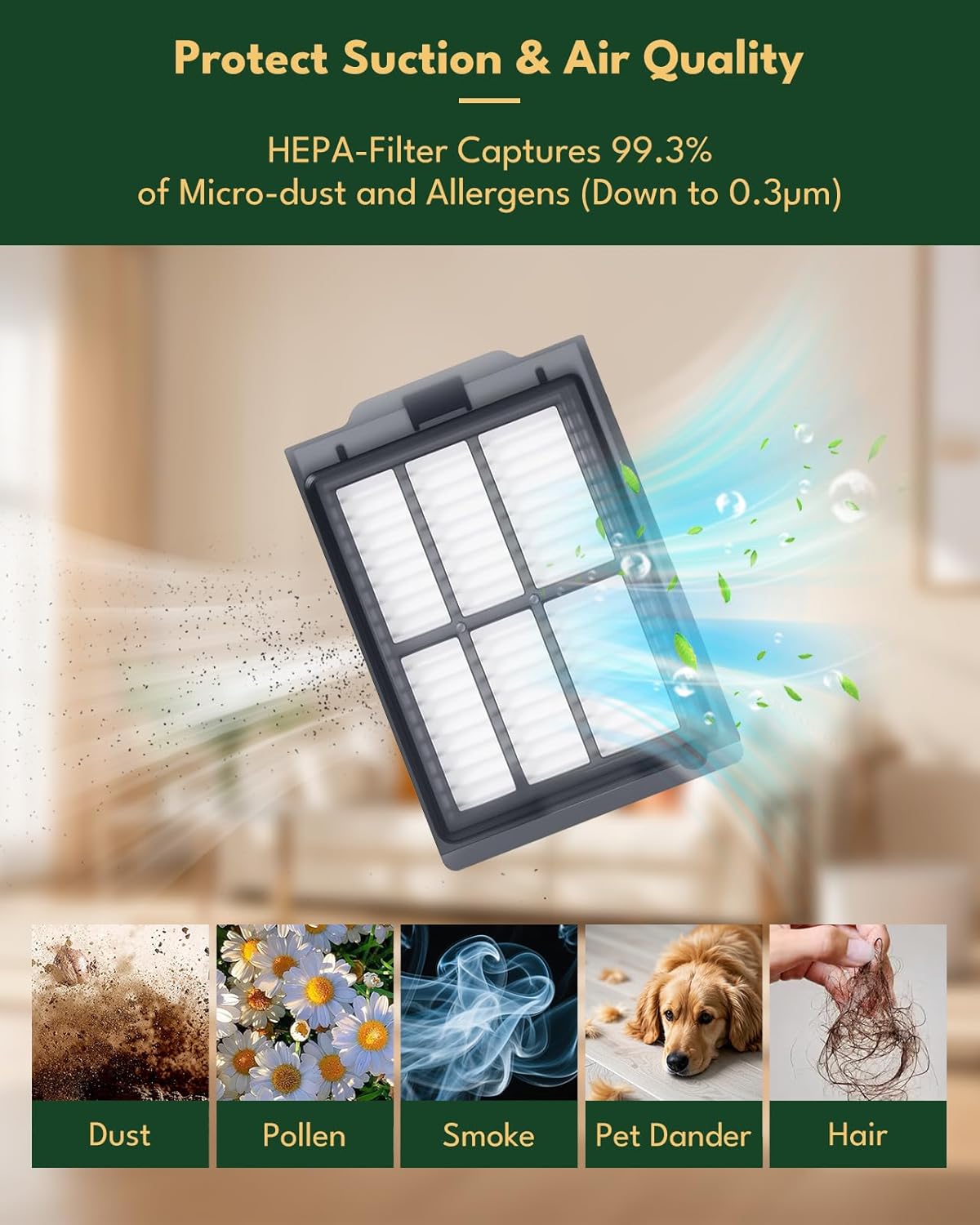 21 Pcs Replacement Parts for iRobot Roomba Plus 405/505/507 Combo Robot Vacuum Cleaner: 1 Main Brush, 4 Side Brushes, 4 HEPA Filters, 5 Dust Bags, 6 Mop Pads, 1 Cleaning Brush - Image 6