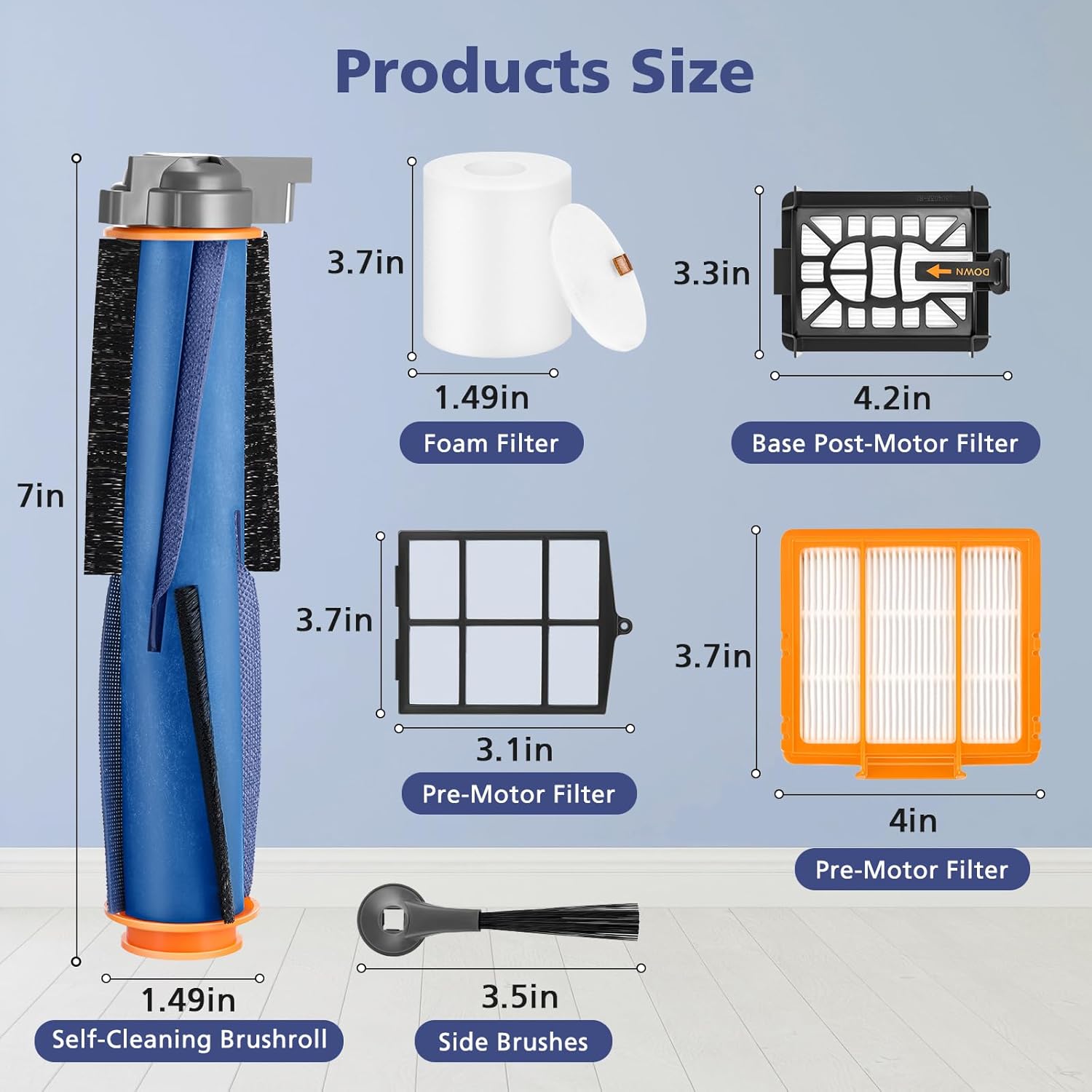 Replacement Parts for Shark AI AV2501S AV2501AE RV2502AE RV2520AOUS AV2510AOUS AV2511AE RV2610WA RV2610WD Accessories Kit with Main Brush, Filters, Foam Filters, PrFilte, Side Brushes, Replacement - Image 8