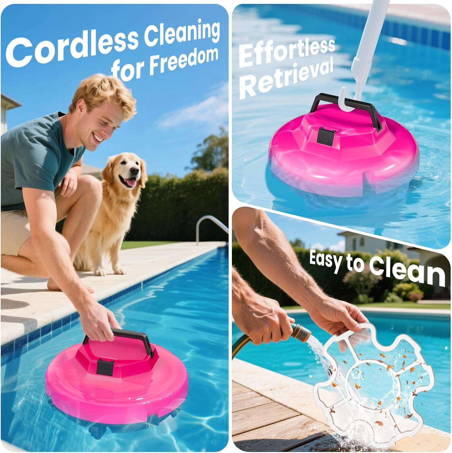 2025 Cordless Robotic Pool Cleaner - 120 Mins Automatic Pool Vacuum for Above Ground Pool & In - Ground Flat Pools up to 1000 Sq.Ft, Robot Pool Cleaner with Self - Parking Tech - Image 4