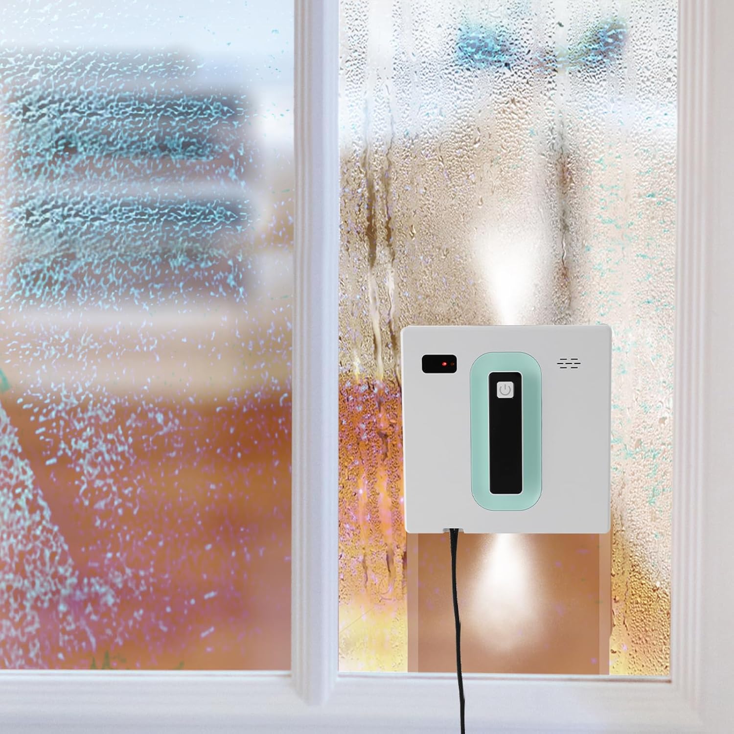 110V Electrical Windows Cleaning Robot, Automatic Window Vacuum Cleaner, Smart Window Glass Vacuum Cleaner with Remote and APP Control with Dual Water Spray (White + Light Green) - Image 2