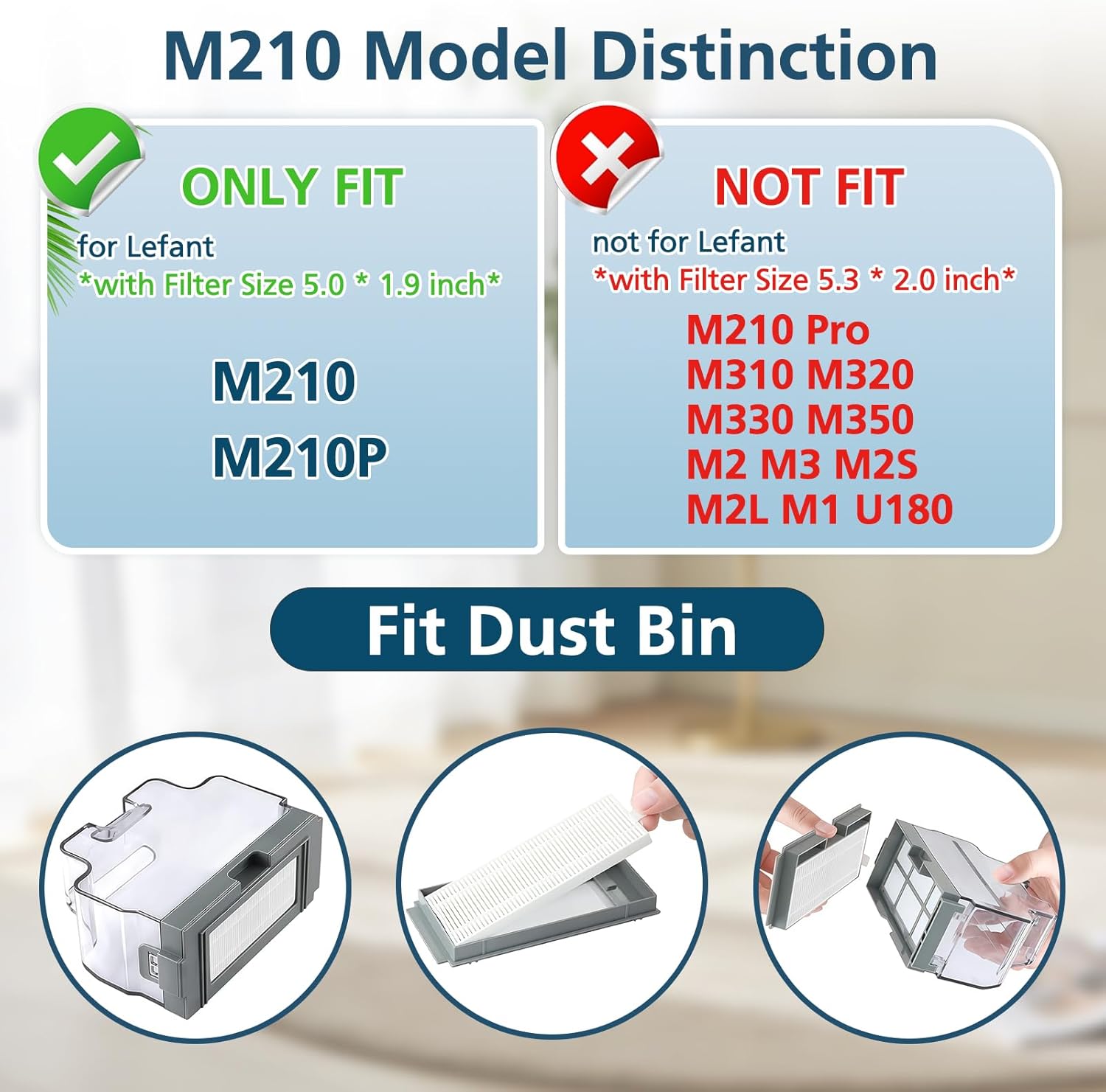 16 Pack Filter Replacement Parts for ๐๐ฒ๐ณ๐ฎ๐ป๐ ๐ ๐ฎ๐ญ๐ฌ, for ๐ข๐๐ฃ ๐๐ถ๐ณ๐ฒ ๐๐ฎ ๐๐ฏ ๐๐ฏ๐ ๐๐ฐ ๐๐ฑ Robot Vacuum, with HEPA Filter Size 5.0 * 1.9 Inch (NOT FOR M210 Pro) - Image 3