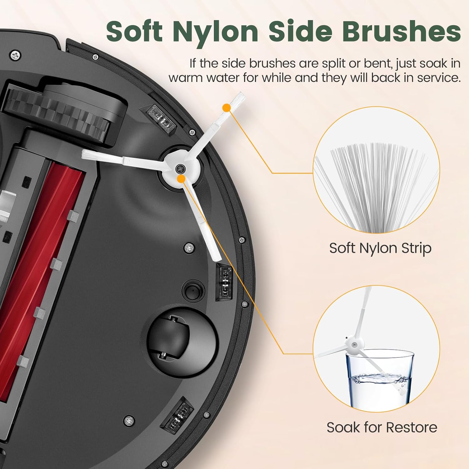 19 Pack Replacement Parts for Qrevo S/Qrevo Pro/Qrevo MaxV Robot Vacuum Cleaner Accessories Replacement Kits (2 Rolling Brush + 4 HEPA Filters + 4 Dust Bags + 4 Mop Pads + 4 Side Brushes) - Image 7