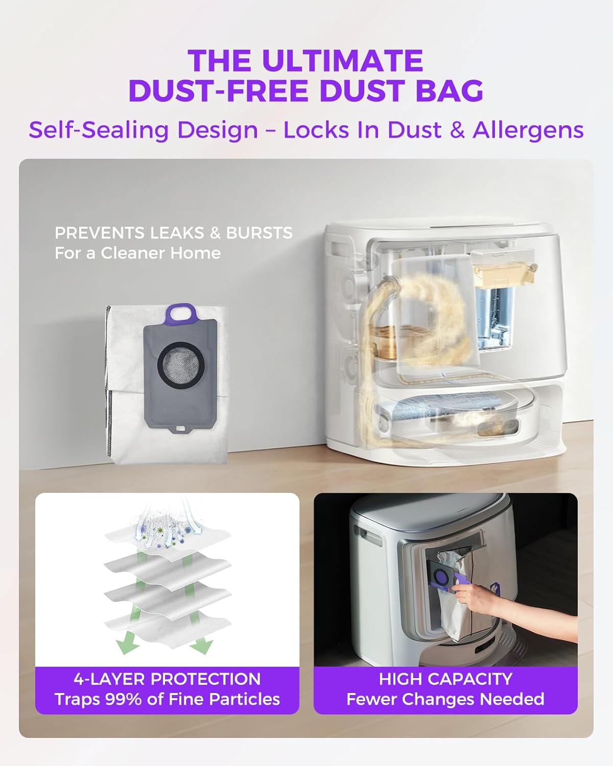 Yivy 22pcs Accessory Kit for Narwal Flow Robot Vacuum Cleaner, Replacement Set Compatible with Narwal Flow: 3 Track Mop Pads,1 Main Brush, 8 Side Brushes, 4 HEPA Filters, 6 Dust Bags,1 Cleaning Brush - Image 7