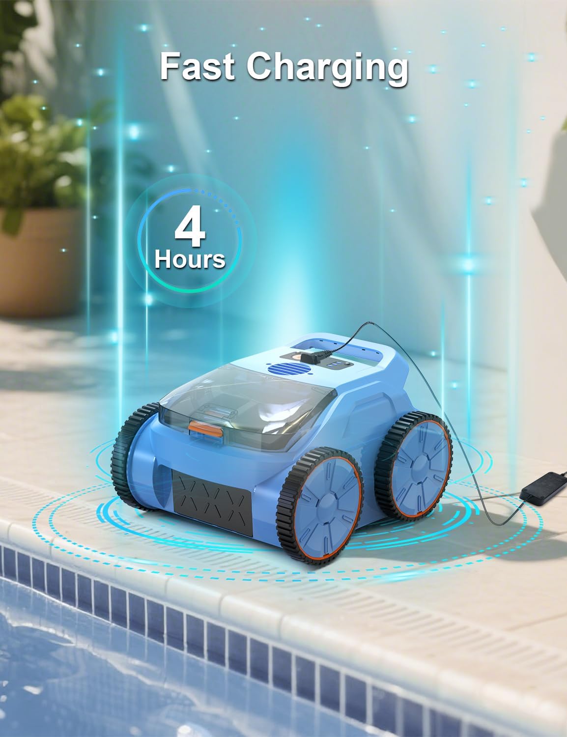 (2025 Upgrade) Pool Vacuum Cordless Robotic Pool Cleaner, 4-in-1 Floor/Wall/Waterline Cleaning/Smart Navigation, 180 Mins Runtime Pool Vacuum for Inground Pools Up to 2100 Sq.ft - Image 7