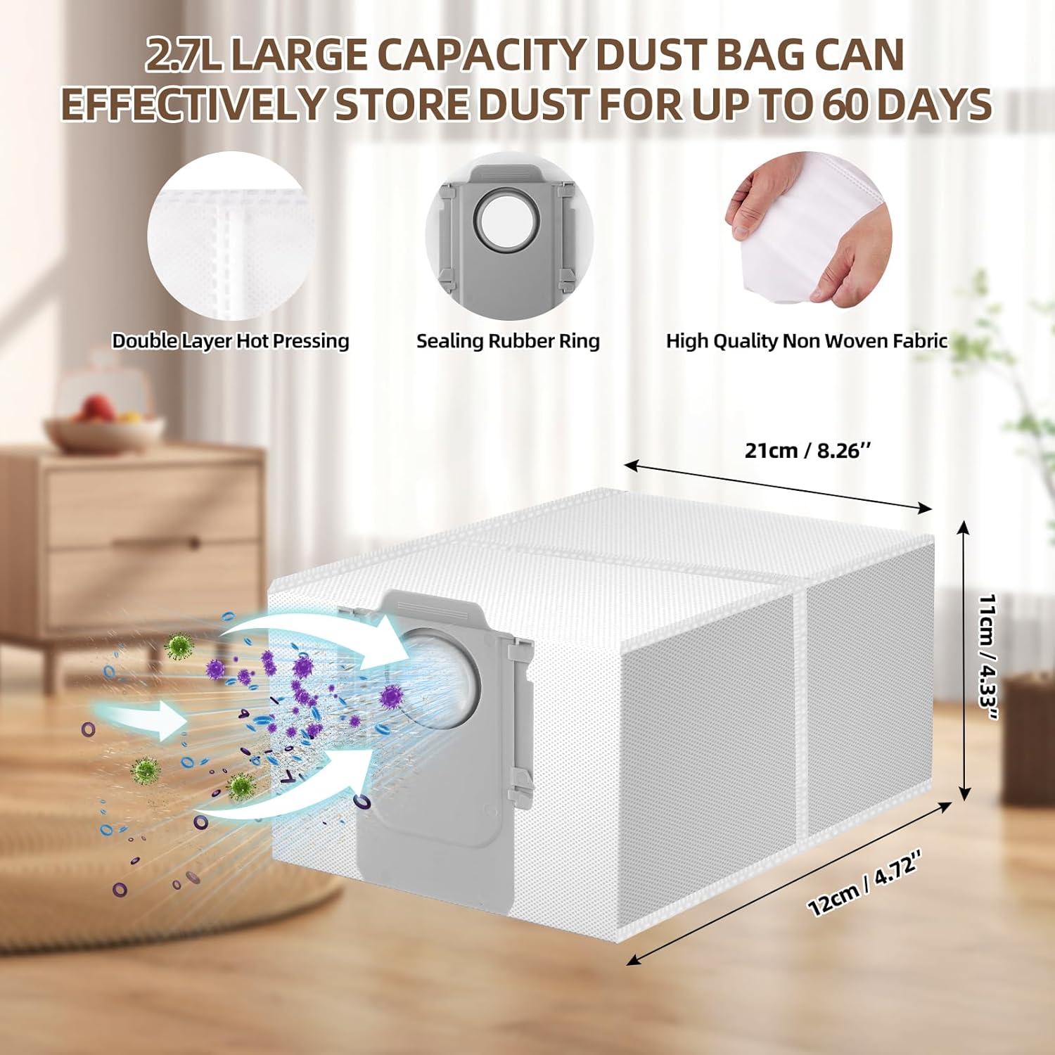 26 Pack Accessories for Roborock Qrevo S/Qrevo Pro/Qrevo Plus/Qrevo Maxv Vacuum Robot, Replacement 2 Main Brush 6 Mop Pads 6 Dust Bag 6 Sidebrush 4 Filter 1 Cleaning Brush 1 Screwdriver - Image 6