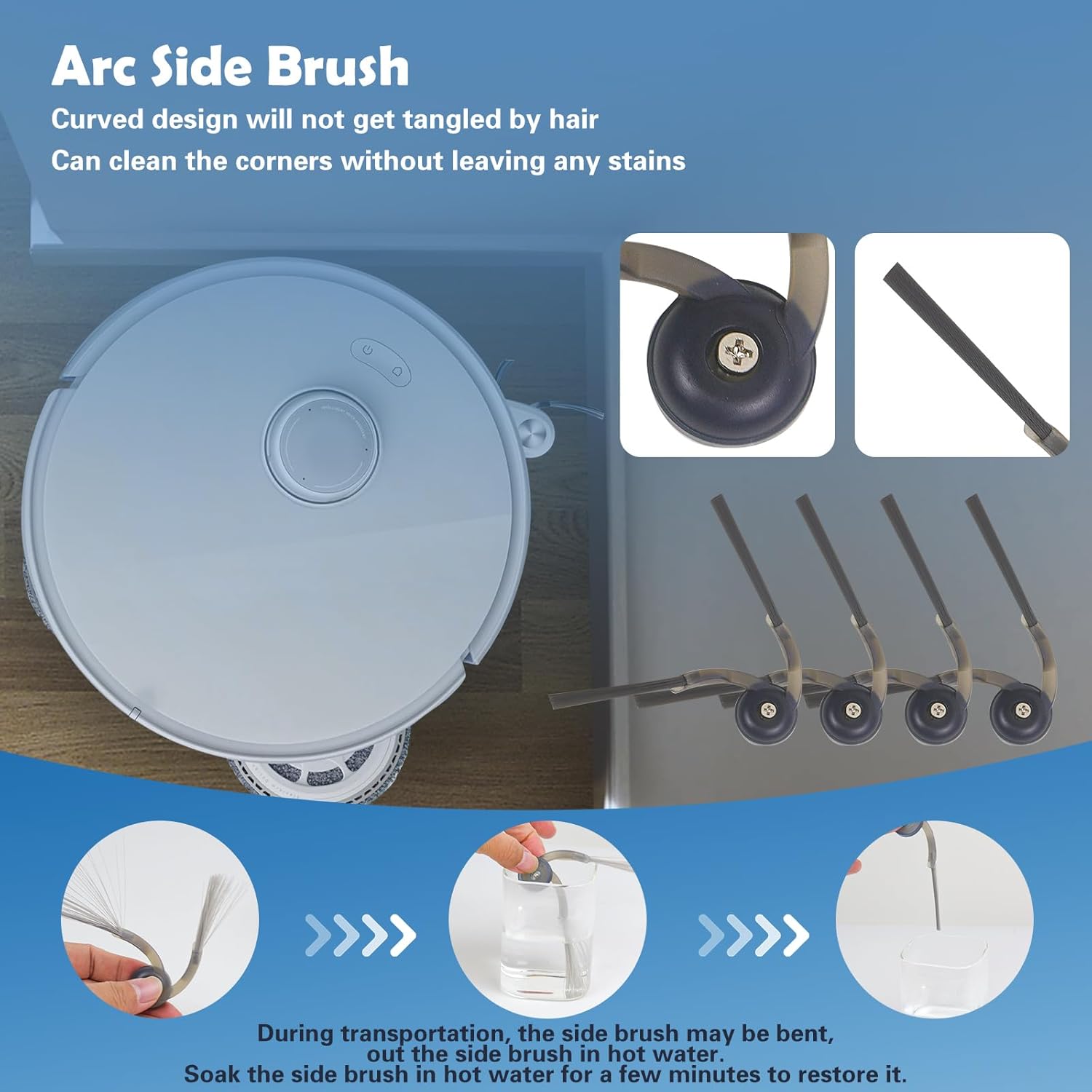 20 Pack Replacement Parts for Roborock Qrevo S5V/Qrevo Curv/Qrevo Curv S5X/Qrevo Edge S5A Series Robot Vacuum Cleaner Accessories, 1 Main Brush, 4 HEPA Filters, 4 Dust Bags, 4 Mop Pads, 4 Side Brushes - Image 4