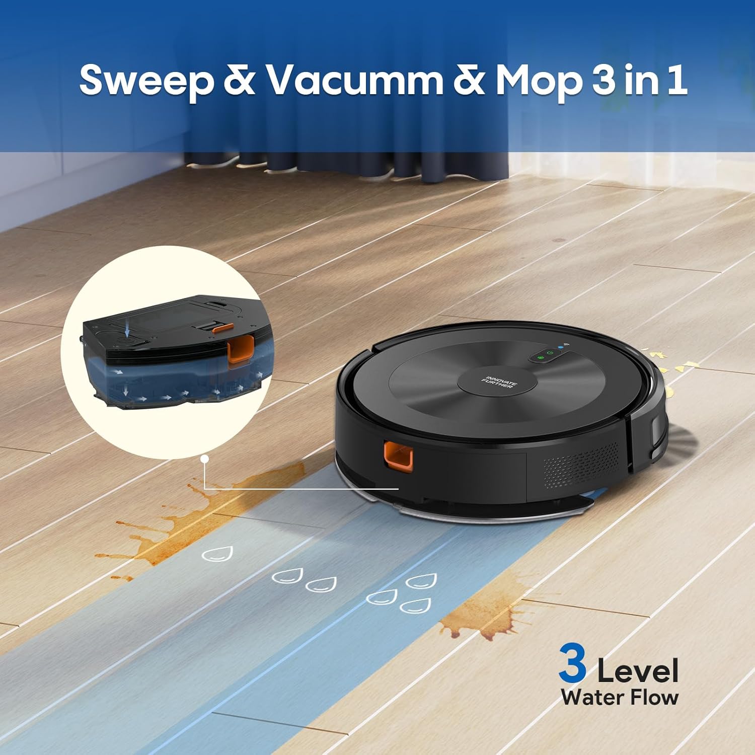 Robot Vacuum and Mop:5000Pa 3-in-1 Robotic Vacuum with Intelligent Navigation, Alexa & APP Control, Schedule Cleaning, Robotic Vacuum Cleaner Ideal for Pet Hair, Hard Floor, Carpet, Slim and Quiet - Image 5