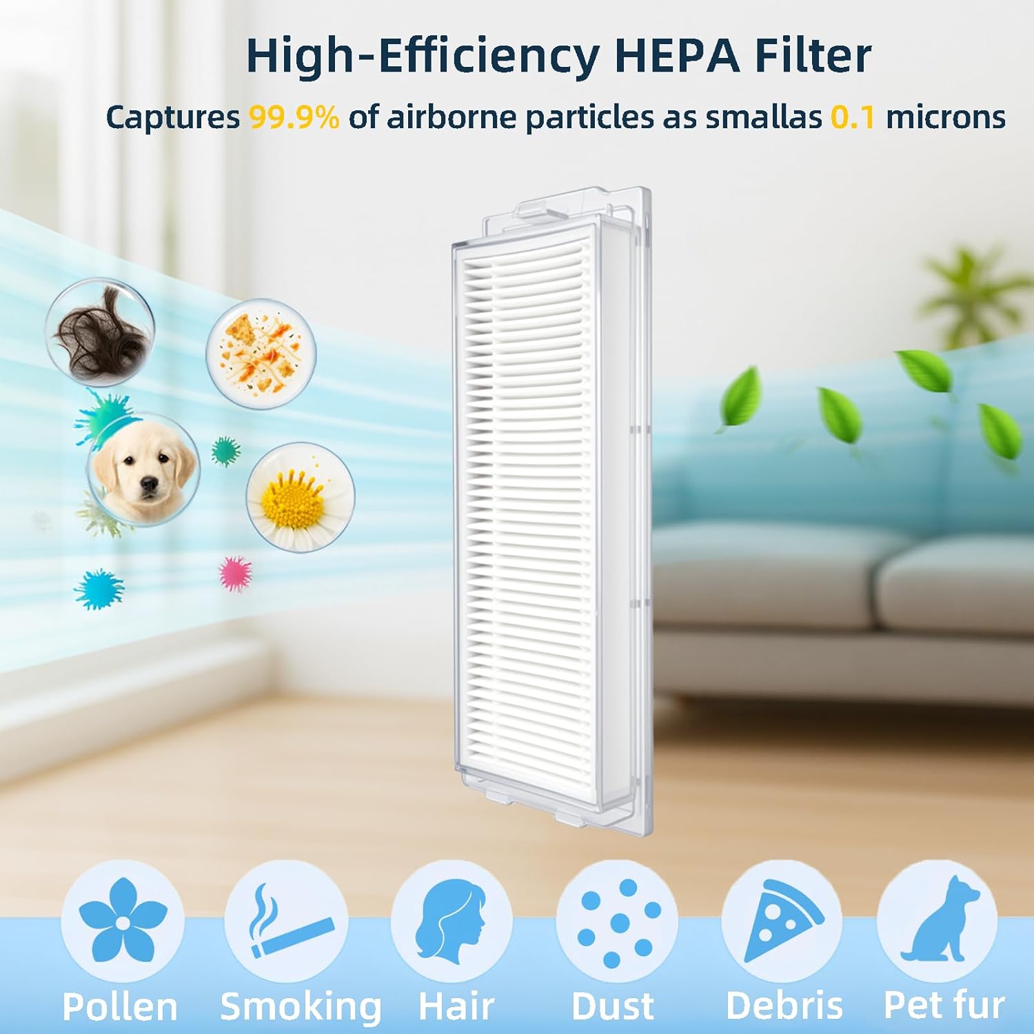 WVCR200S Accessories Kit for WYZE Robot Vacuum Cleaner WVCR200S Replacement Parts Kit, 2 Main Roller Brush, 6 Hepa Filter, 8 Side Brush, 1 Cleaning Tools (17PCS) - Image 3