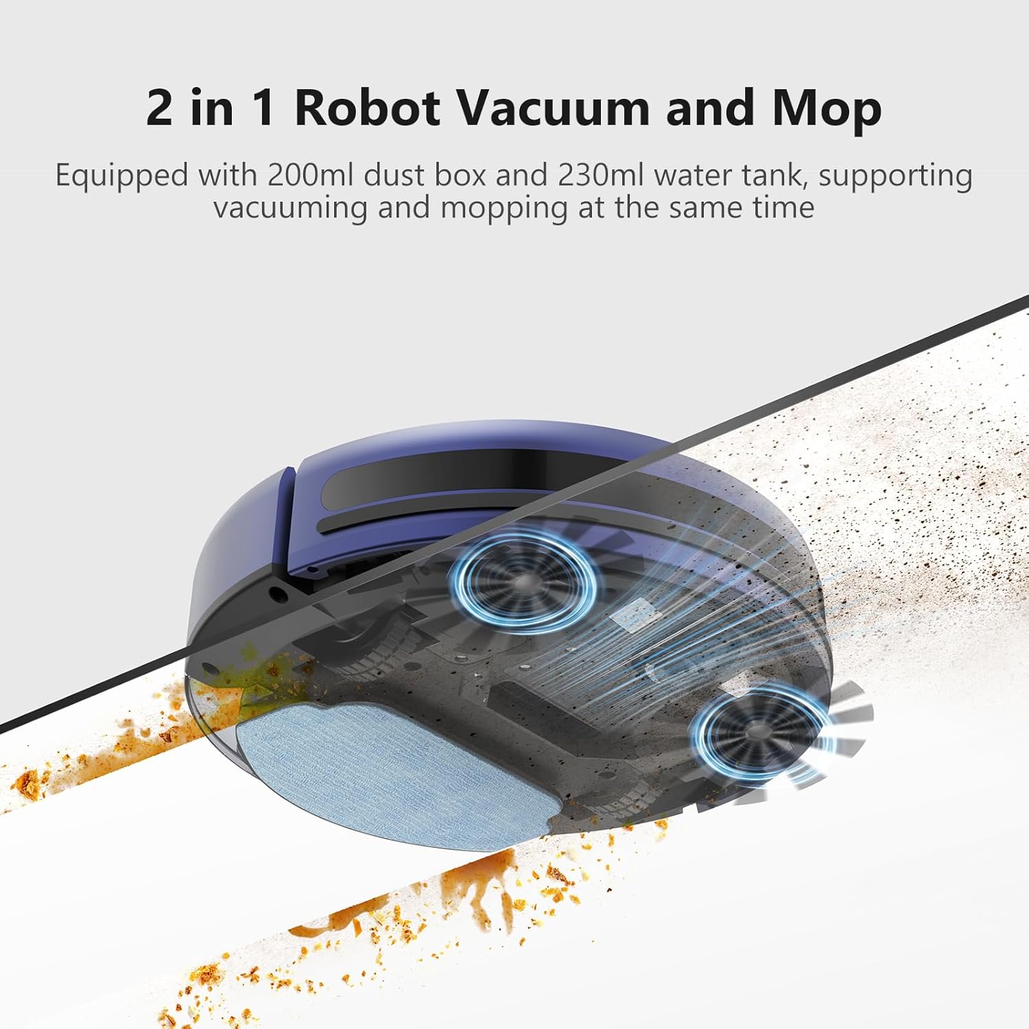 Robot Vacuum and Mop 2-in-1, 2300Pa Suction for Pet Hair, Smart Wet Mopping for Hardwood & Tile, 3D Obstacle Avoidance, Auto-Recharge, App Control, Ideal for Pet Owners - Image 2