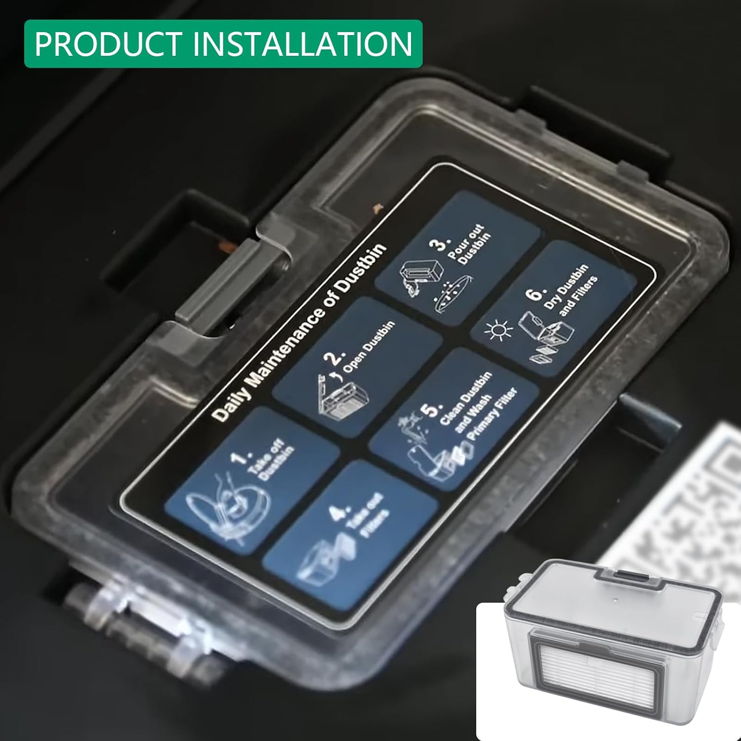 Robot Vacuum dustbin, Sweeping Robot Box Water Tank,Robot Vacuum Replacement Parts Fit for MAMNV BR150/BR151, for ZCWA BR150/BR151,for MANVINS G20,for ONSON BR150/BR151,for GTTVO BR150/BR151, Gray - Image 6