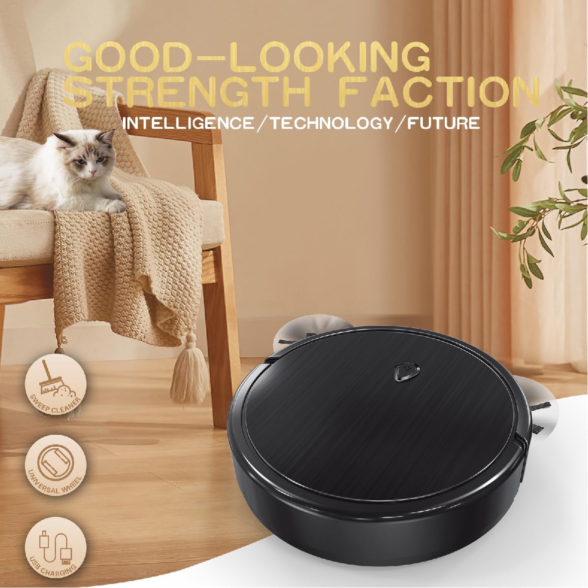 Robot Vacuum and Mop Robotic Vacuum Cleaner, One Button Start,Tangle-Free Design, Obstacle Avoidance,Ideal for Hard Floor, Pet Hair, Carpet,Robotic Vacuums Easy to Use (Black) - Image 2
