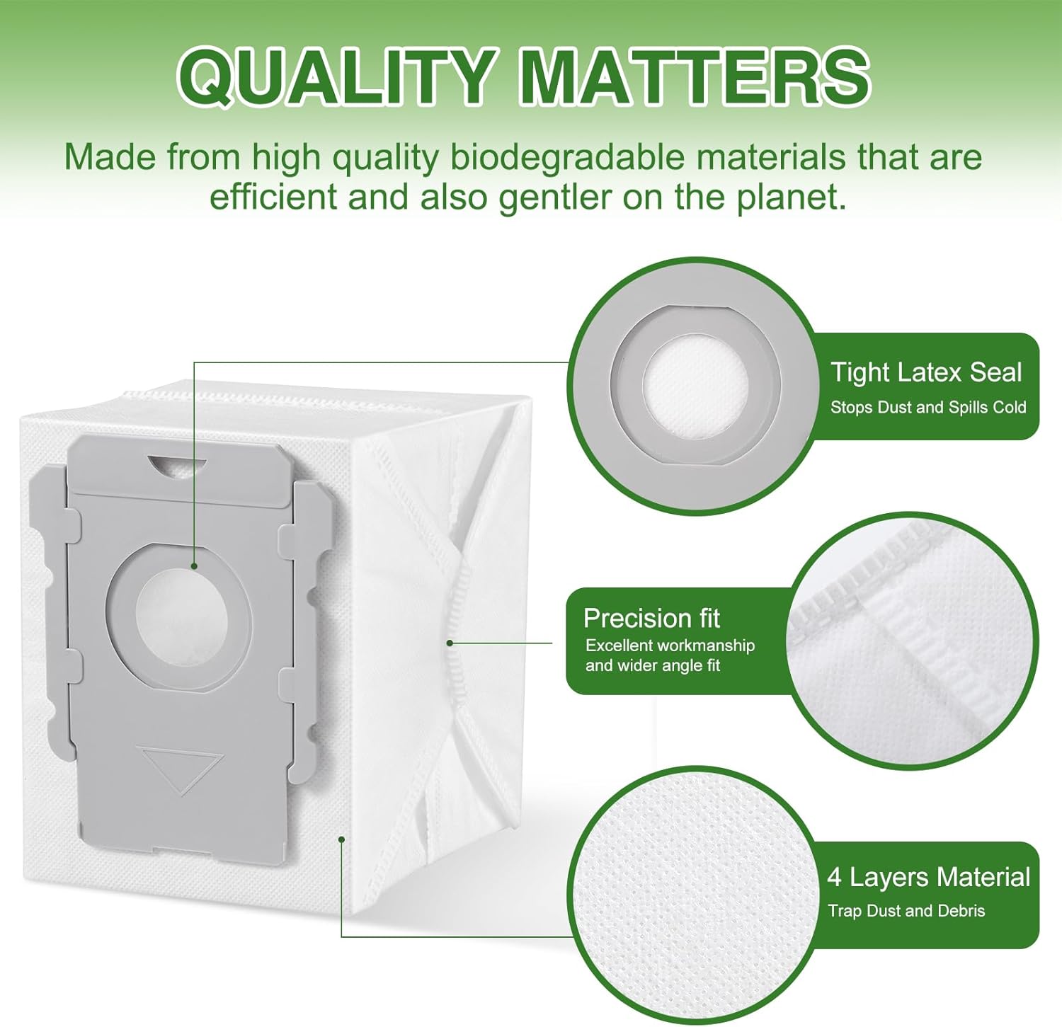 VBN 26 Pack Vacuum Bags for iRobot Roomba i s j 100 400 500 Series All Clean Base, Fit i3+ i4+ i5+ i6+ i7+ i8+ j7+ j8+ j9+ s9+ 104 105 405 504 505 507 Vac Combo, 705 Max Combo10, Dirt Disposal Bags - Image 6