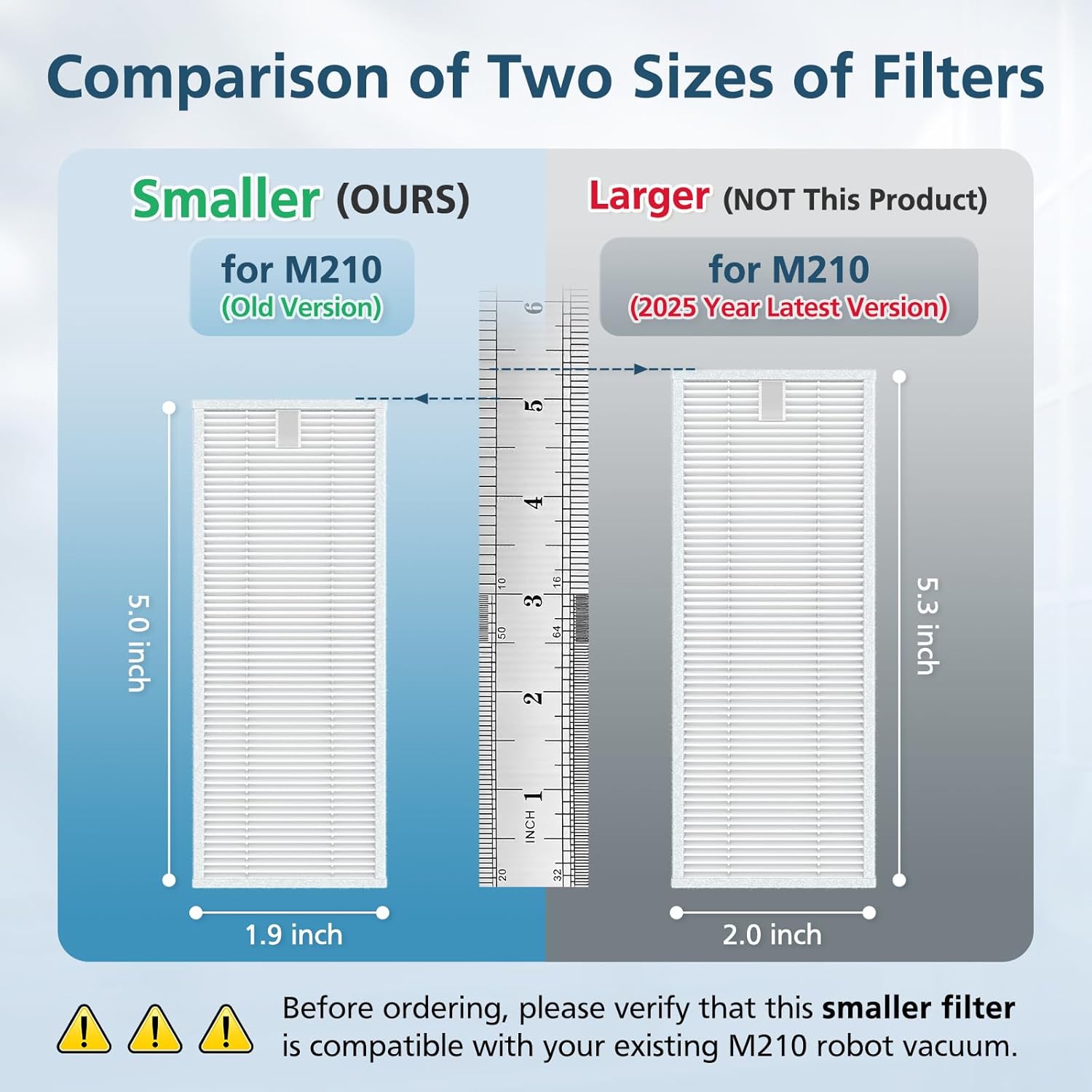 16 Pack Filter Replacement Parts for ๐๐ฒ๐ณ๐ฎ๐ป๐ ๐ ๐ฎ๐ญ๐ฌ, for ๐ข๐๐ฃ ๐๐ถ๐ณ๐ฒ ๐๐ฎ ๐๐ฏ ๐๐ฏ๐ ๐๐ฐ ๐๐ฑ Robot Vacuum, with HEPA Filter Size 5.0 * 1.9 Inch (NOT FOR M210 Pro) - Image 2