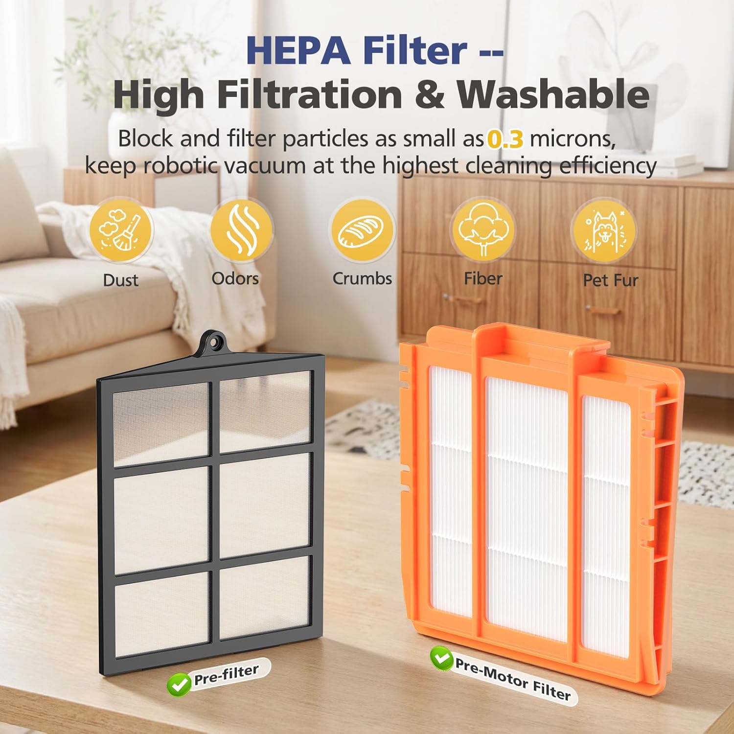 Replacement Parts for Shark AI AV2501S AV2501AE RV2502AE RV2520AOUS AV2510AOUS AV2511AE RV2610WA RV2610WD Accessories Kit with Main Brush, Filters, Foam Filters, PrFilte, Side Brushes, Replacement - Image 4