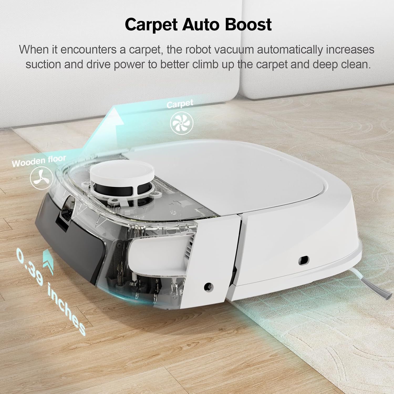 Robot Vacuum and Mop Combo, LiDAR Mapping Robotic Vacuum Cleaner for Pet Hair, Vacuum & Mop at the Same Time, No-Go Zones, Room Select, Multi-Floor Maps, 240-Min Runtime, App & Voice Control (2.4GHz) - Image 2