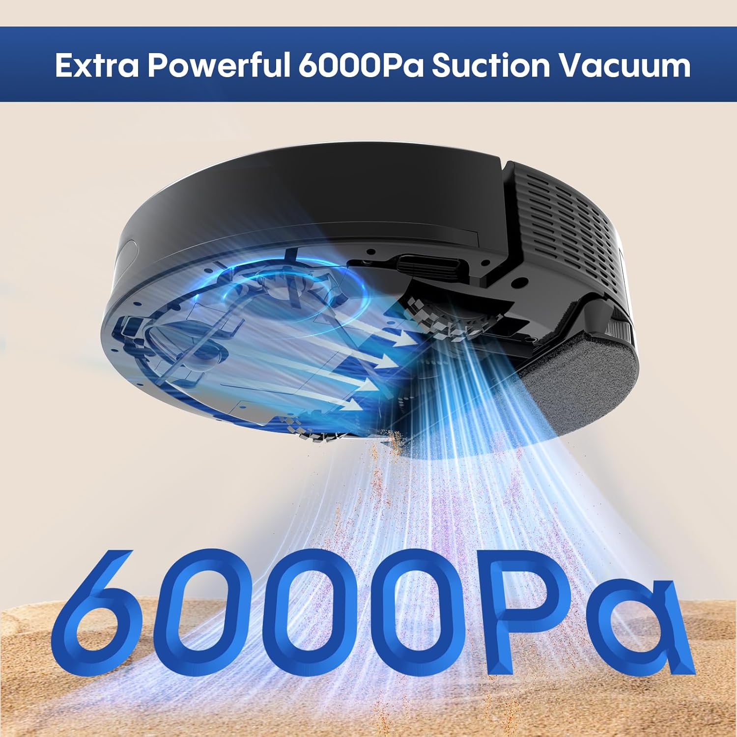 Robot Vacuum and Mop Self-Emptying: 6000Pa Robotic Vacuum 5-In-1 LiDAR Navigation with No-Go Zones/Mapping for 90 Days Hands-Free Cleaning, APP/Alexa Robot Vacuum for Pet Hair & Carpet & Hard Floor - Image 2