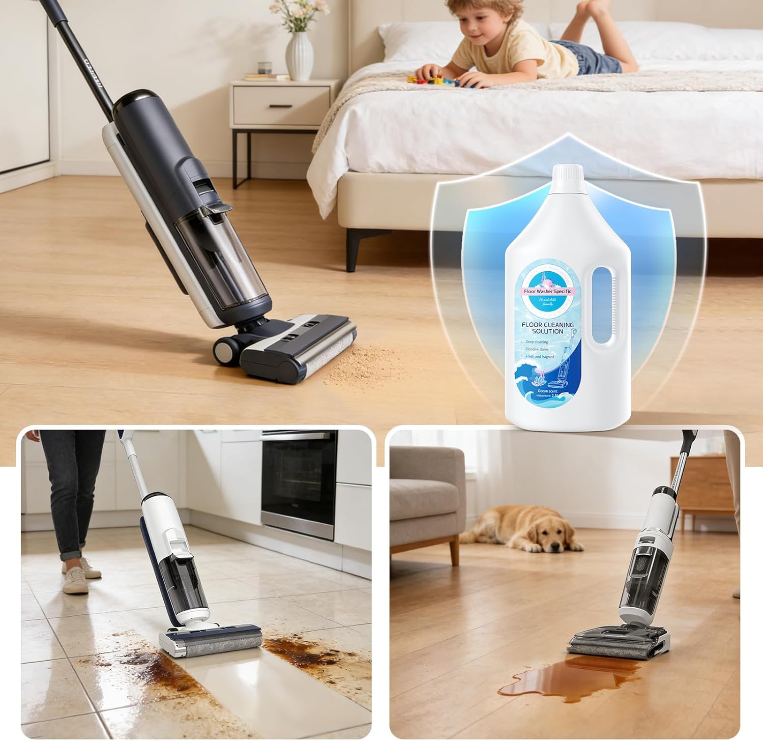 Floor Cleaner Compatible with Tineco Cleaning Solution, Suitable with All Robotic Vacuum Mop and Cordless Wet/Dry Vacuum Mop Cleaner, Multi-Surface Deodorizing & Cleaning Solution (2.5 L, Ocean) - Image 7