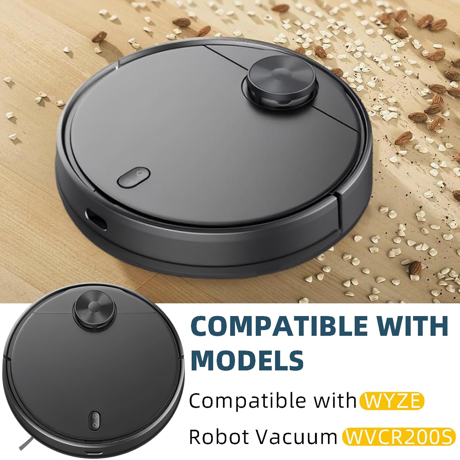 WVCR200S Accessories Kit for WYZE Robot Vacuum Cleaner WVCR200S Replacement Parts Kit, 2 Main Roller Brush, 6 Hepa Filter, 8 Side Brush, 1 Cleaning Tools (17PCS) - Image 9