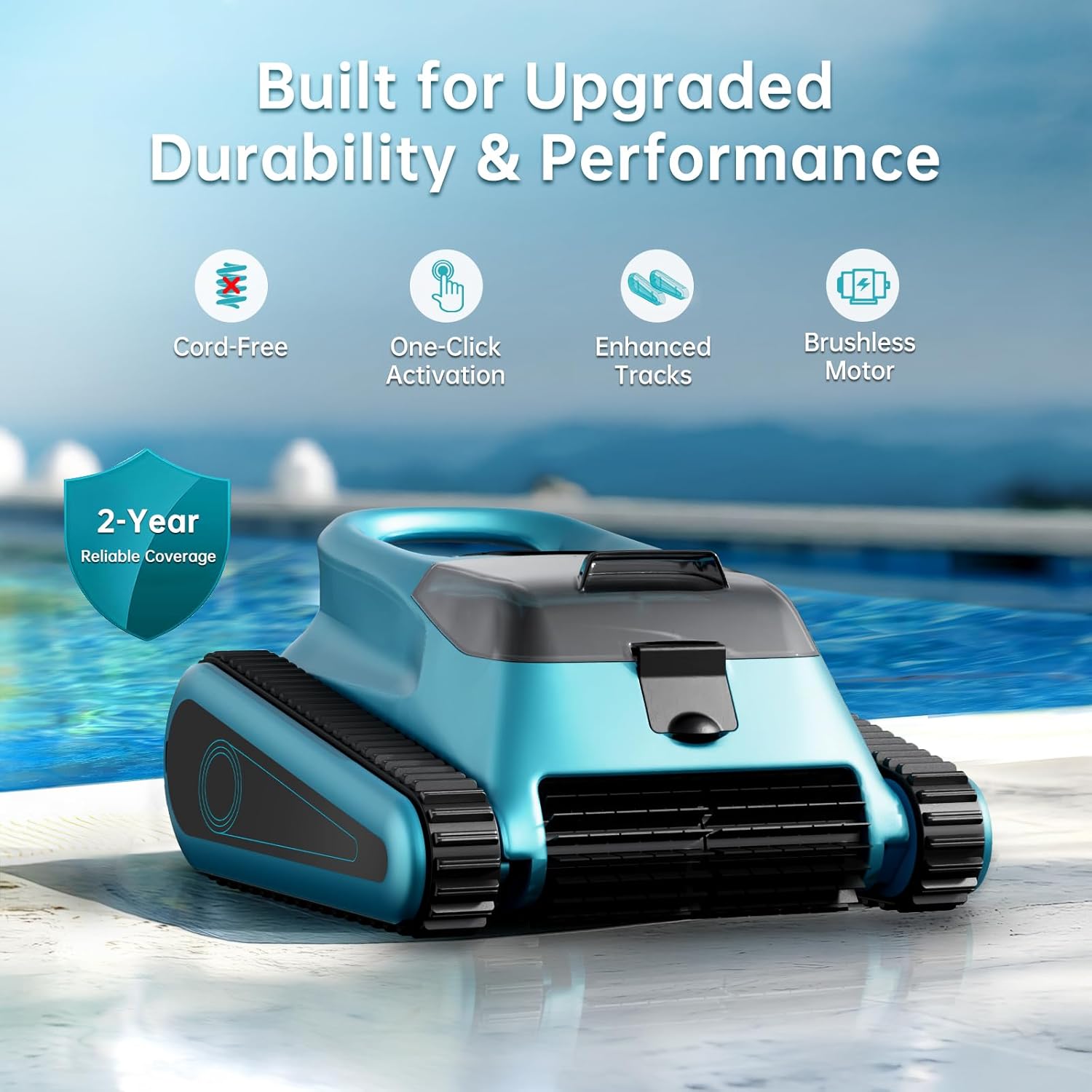 Nextrend Pool Vacuum for inground Pools: Robotic Pool Cleaner Lasts 150 Mins Wall Climbing 180W Powerful Suction LED Indicator Self-Parking for Above Ground & Inground Pools Up to 2,050 sq. ft. - Image 8