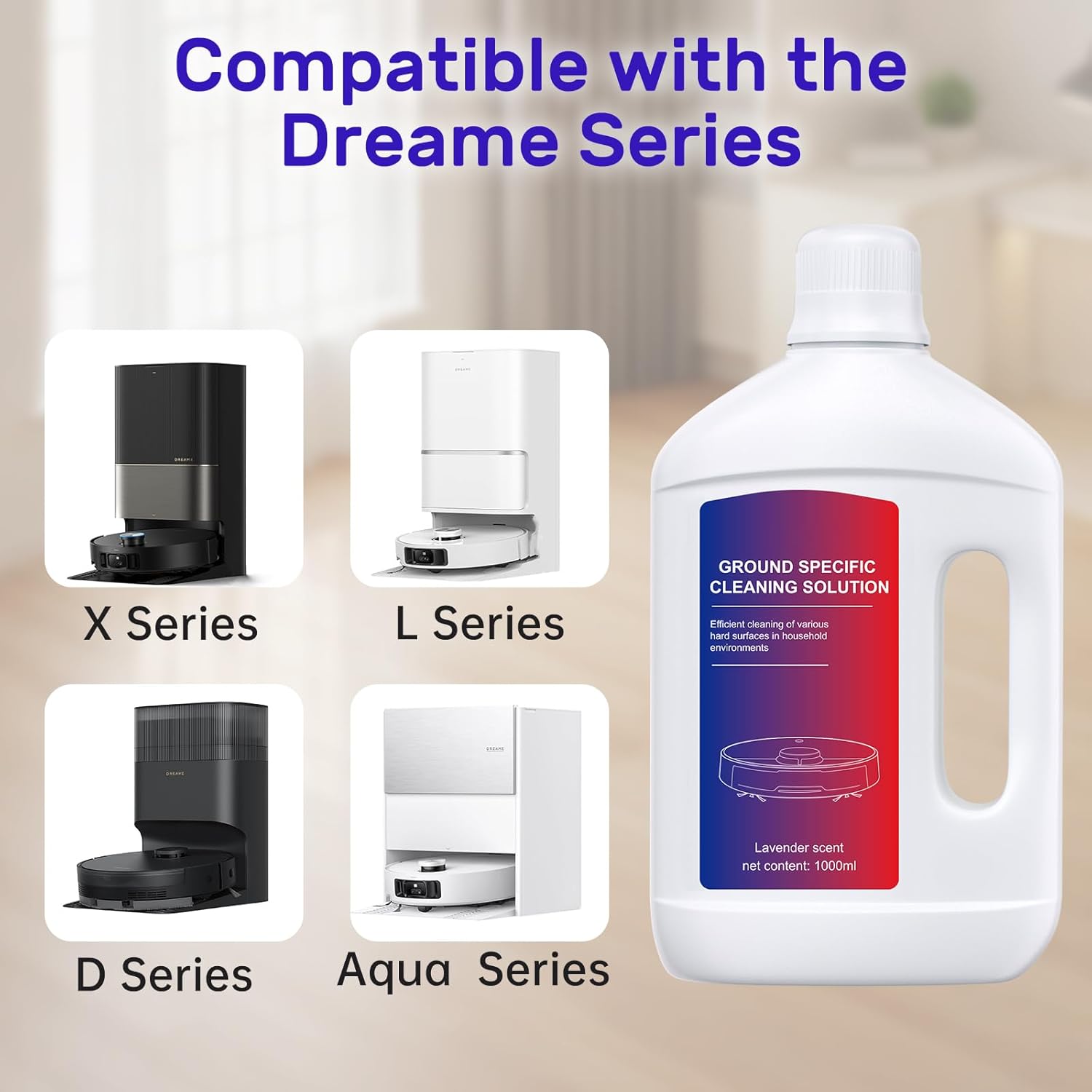 Lavender Floor Cleaning Solution 1L Compatible with Dreame Wet & Dry Vacuum and Robot,Residue & Streak Free, Suitable for All Robot Vacuum Cleaners and Wireless Wet Dry Dual-Use Vacuum Cleaners - Image 5
