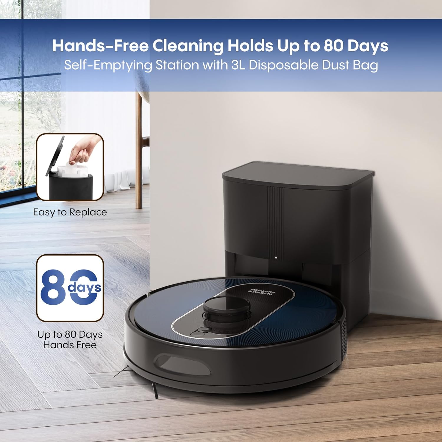 Robot Vacuum and Mop with Self Emptying : 6000Pa Suction,80-Days Hands Free, LiDAR Navigation, Multi-floor Mapping, App & Voice Control, Ideal for Apartment, Carpet, Hardwood Floor, 2026 NEW MODEL - Image 2