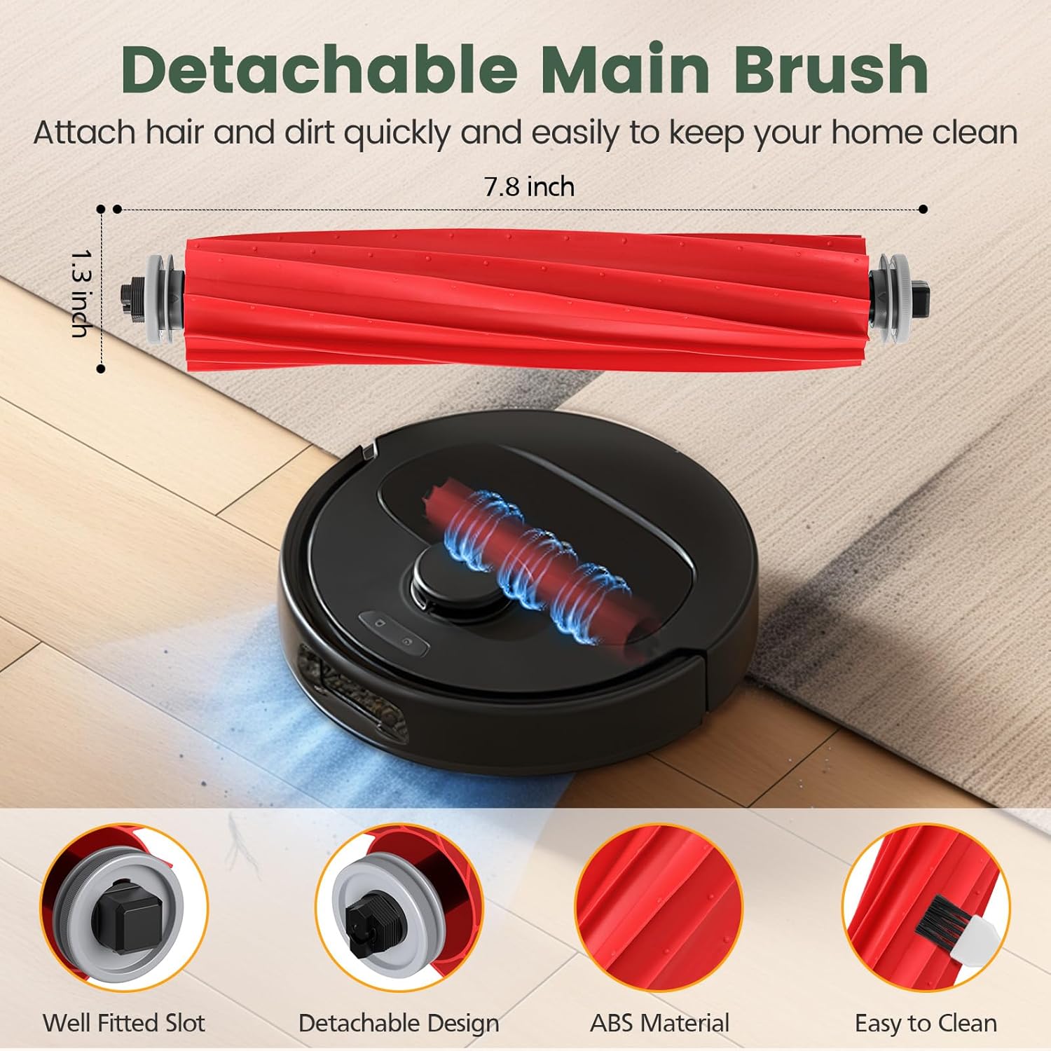 19 Pack Replacement Parts for Qrevo S/Qrevo Pro/Qrevo MaxV Robot Vacuum Cleaner Accessories Replacement Kits (2 Rolling Brush + 4 HEPA Filters + 4 Dust Bags + 4 Mop Pads + 4 Side Brushes) - Image 3