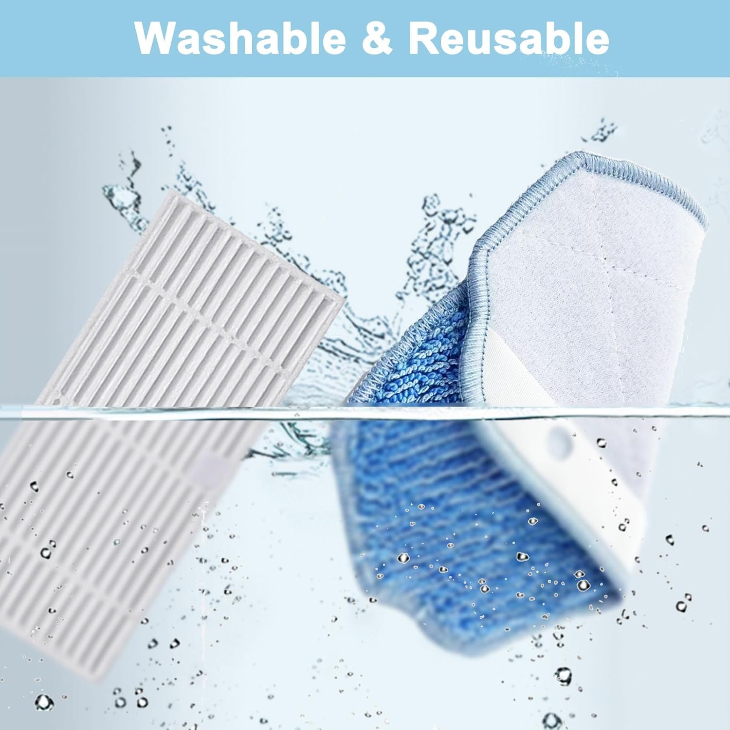 Replacement Parts Compatible for MAMNV BR151 BR150,ZCWA BR150 BR151,MANVINS G20,ONSON BR150 BR151,for Kilgone G20,2-in-1 Robot Vacuum and Mop Combo Accessories,4 Filters,4 Mop Pads,6 Side Brushes - Image 6