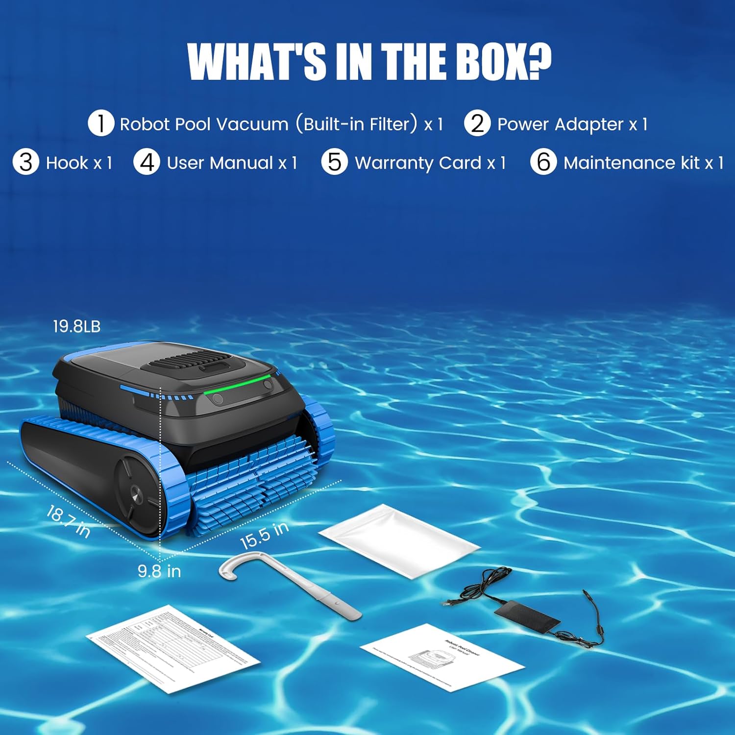 PC20 Automatic Robotic Pool Cleaner, Cordless Pool Vacuum Robot for Inground & Above Ground Pools, Smart Navigation, Self-Parking, 5000GPH Suction, Cleans Floor, Wall & Waterline - Image 8