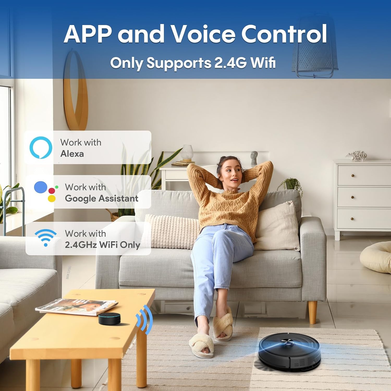 Robot Vacuum and Mop with Mapping, 5000Pa Robotic Vacuums with LiDAR Navigation, Wi-Fi/App/Alexa Control, Self-Recharging, No-Go Zones, Perfect for Pet, Hard Floors, Carpet - Image 7