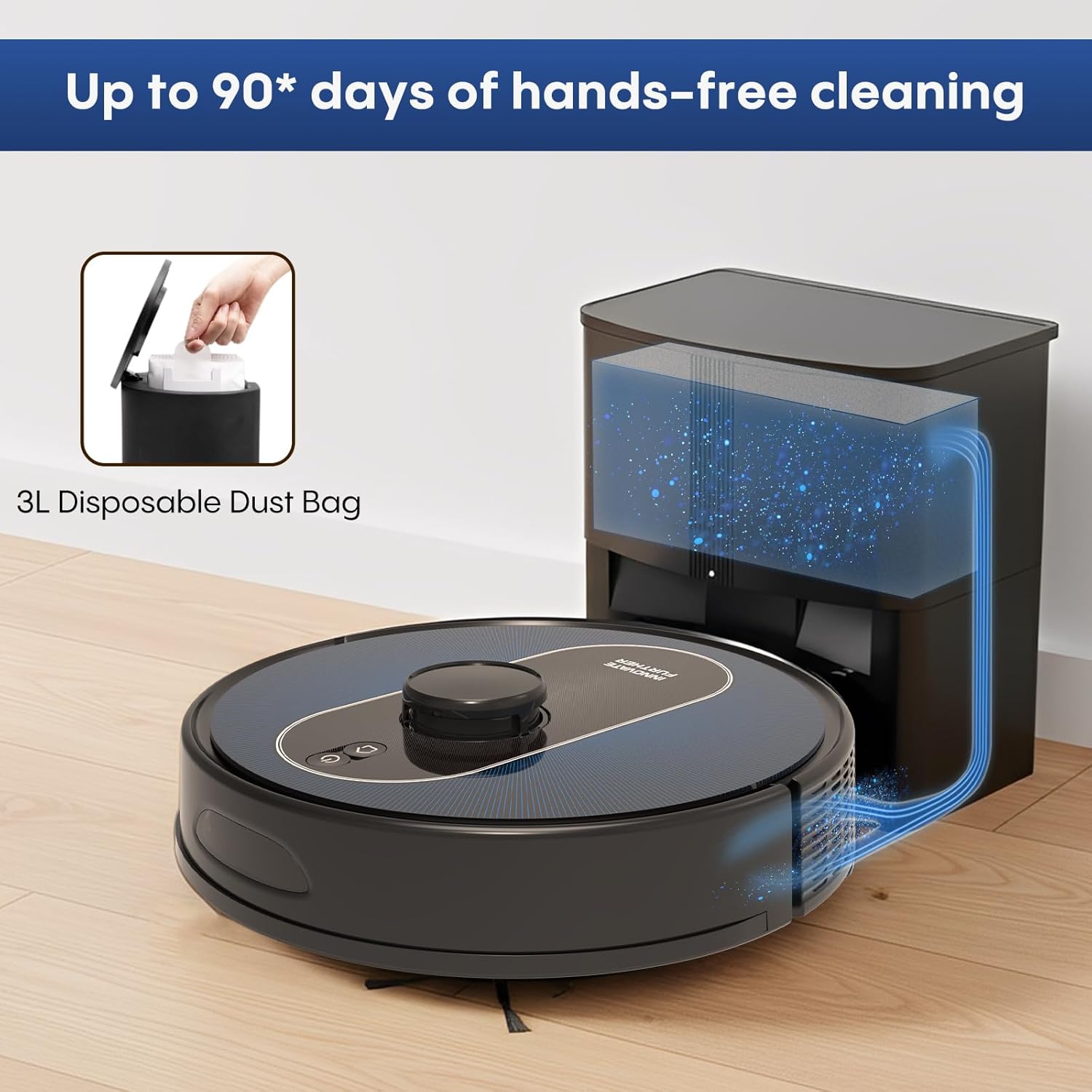 Robot Vacuum and Mop Self-Emptying: 6000Pa Robotic Vacuum 5-In-1 LiDAR Navigation with No-Go Zones/Mapping for 90 Days Hands-Free Cleaning, APP/Alexa Robot Vacuum for Pet Hair & Carpet & Hard Floor - Image 4