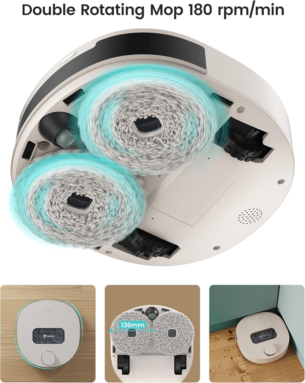 Lefant T1 Self-Cleaning Robot Mop, Smart Mapping Lidar dToF Sensors, No-Go Carpet, 5L Large Water Tank, 40°Hot Air Washing and Drying Mop, Compatible with Alexa, Ideal for Multiple Rooms - Image 2