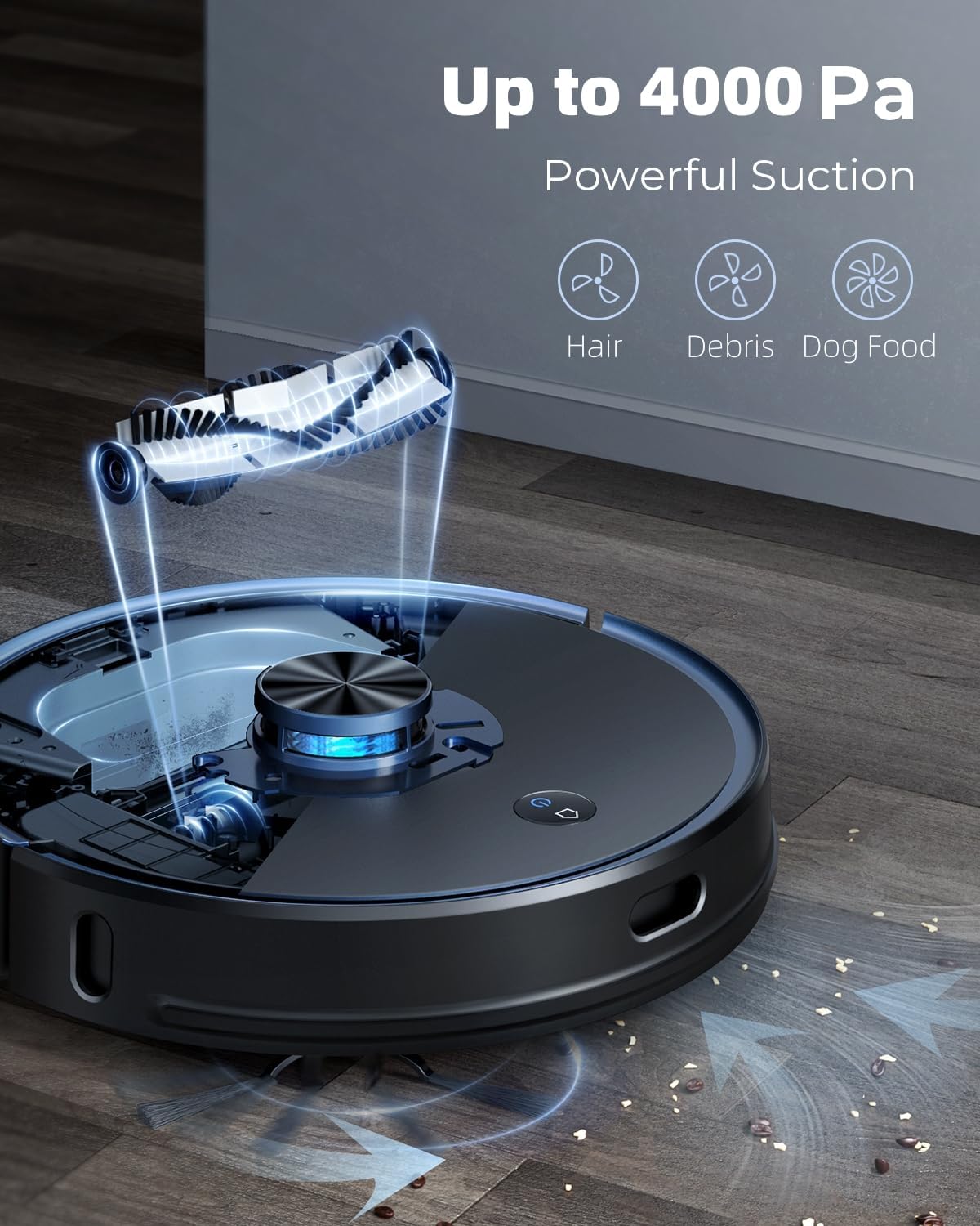 Laresar Robot Vacuum and Mop Combo, 3 in 1 Robotic Vacuum with 3.5L Self Emptying Station, Equipped with Lidar Navigation,Smart App Control, for Pet Hair/Floors/Carpets, L6 Pro, Black - Image 2