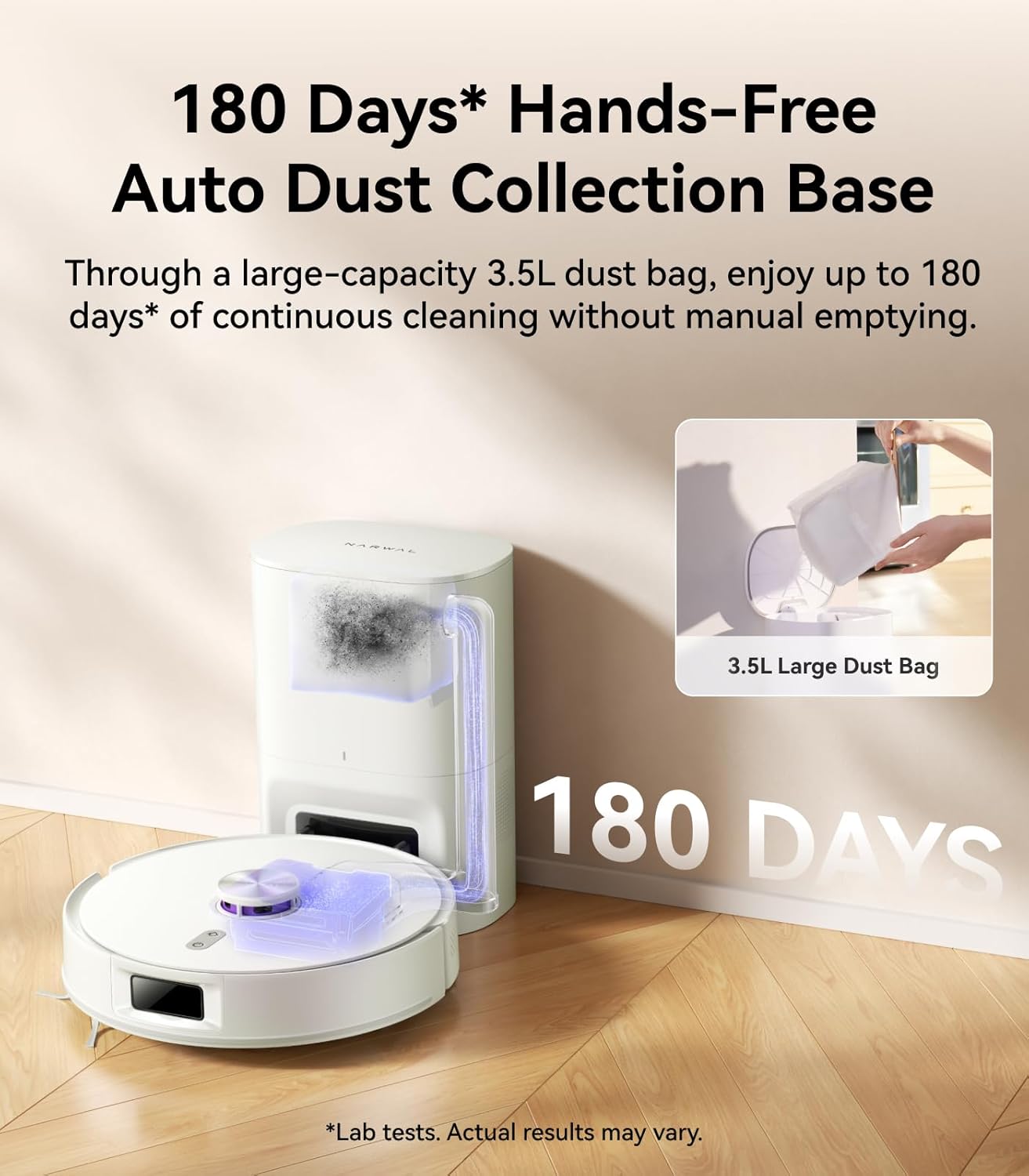 NARWAL Freo S Robot Vacuum and Mop Combo, 8000Pa Suction, 180 Days Hands Free, Self-Emptying Base, LDS Navigation, Robot Vacuum Cleaner for Pet Hair & Hard Floors (Renewed) - Image 2