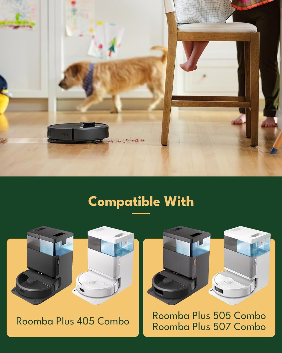 21 Pcs Replacement Parts for iRobot Roomba Plus 405/505/507 Combo Robot Vacuum Cleaner: 1 Main Brush, 4 Side Brushes, 4 HEPA Filters, 5 Dust Bags, 6 Mop Pads, 1 Cleaning Brush - Image 2