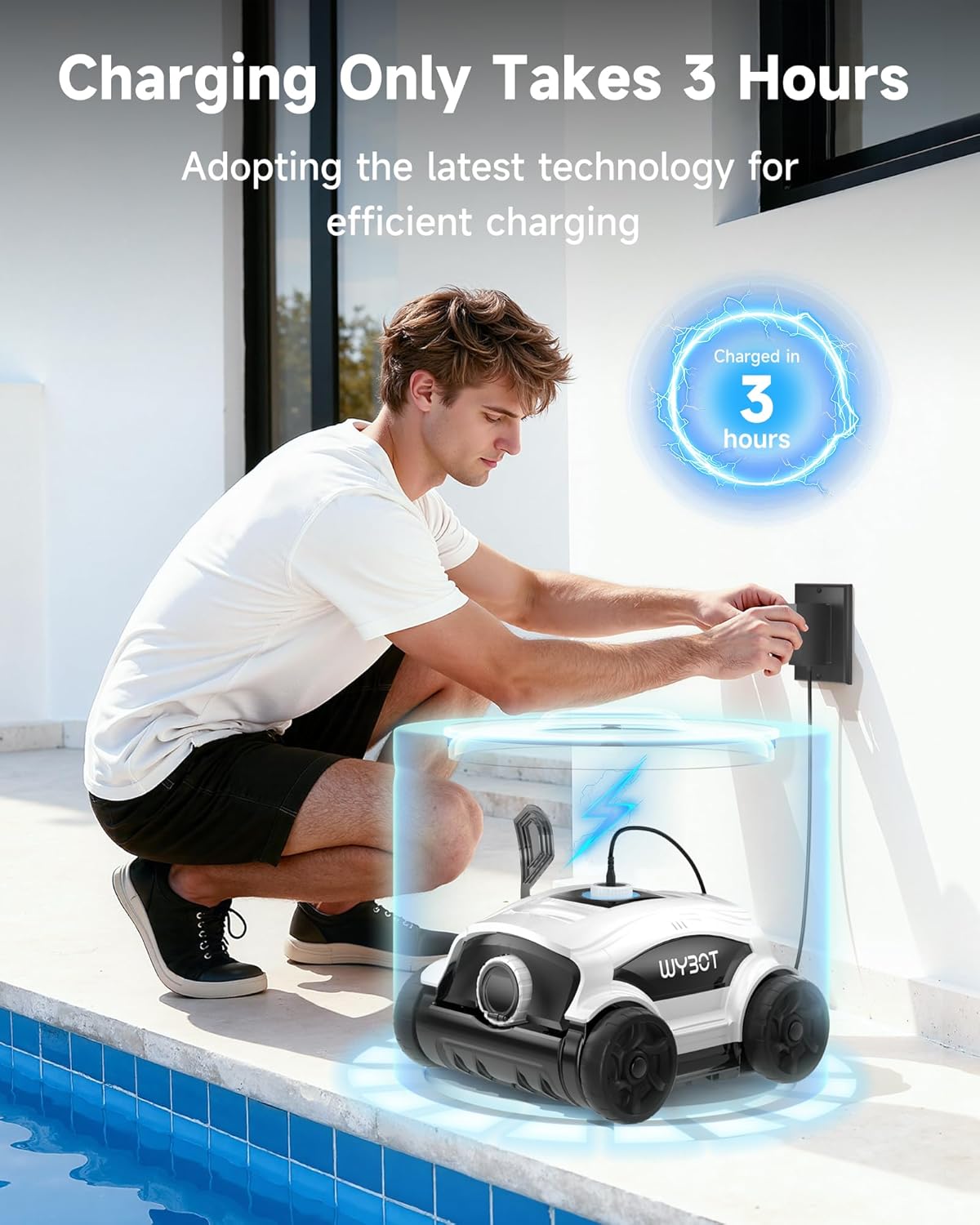 (2026 Upgraded) WYBOT Osprey 300II Cordless Pool Cleaner, 130 Mins Runtime, Pool Robot Vacuum with 45W Strong Suction, Auto-Parking, LED Indicator, Ideal for Above/Inground Pools Up to 1300 Sq.ft - Image 8